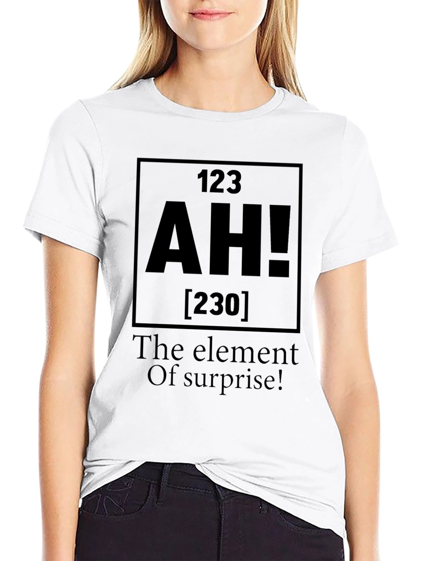 Black Funny Element Of Surprise AH! Periodic Table Men's Black T-Shirt view 9
