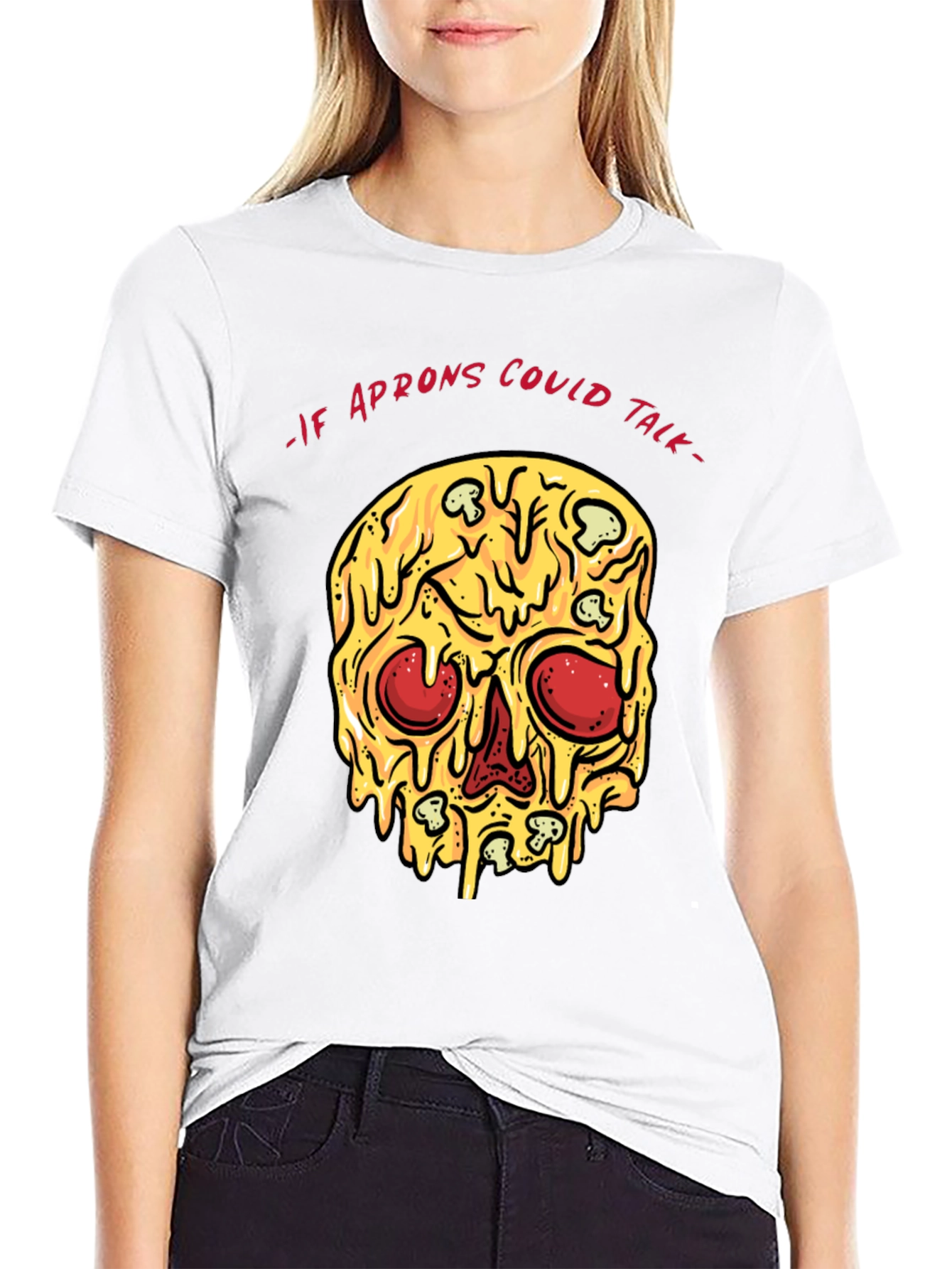Black Pizza Skull T-Shirt - If Aprons Could Talk view 9