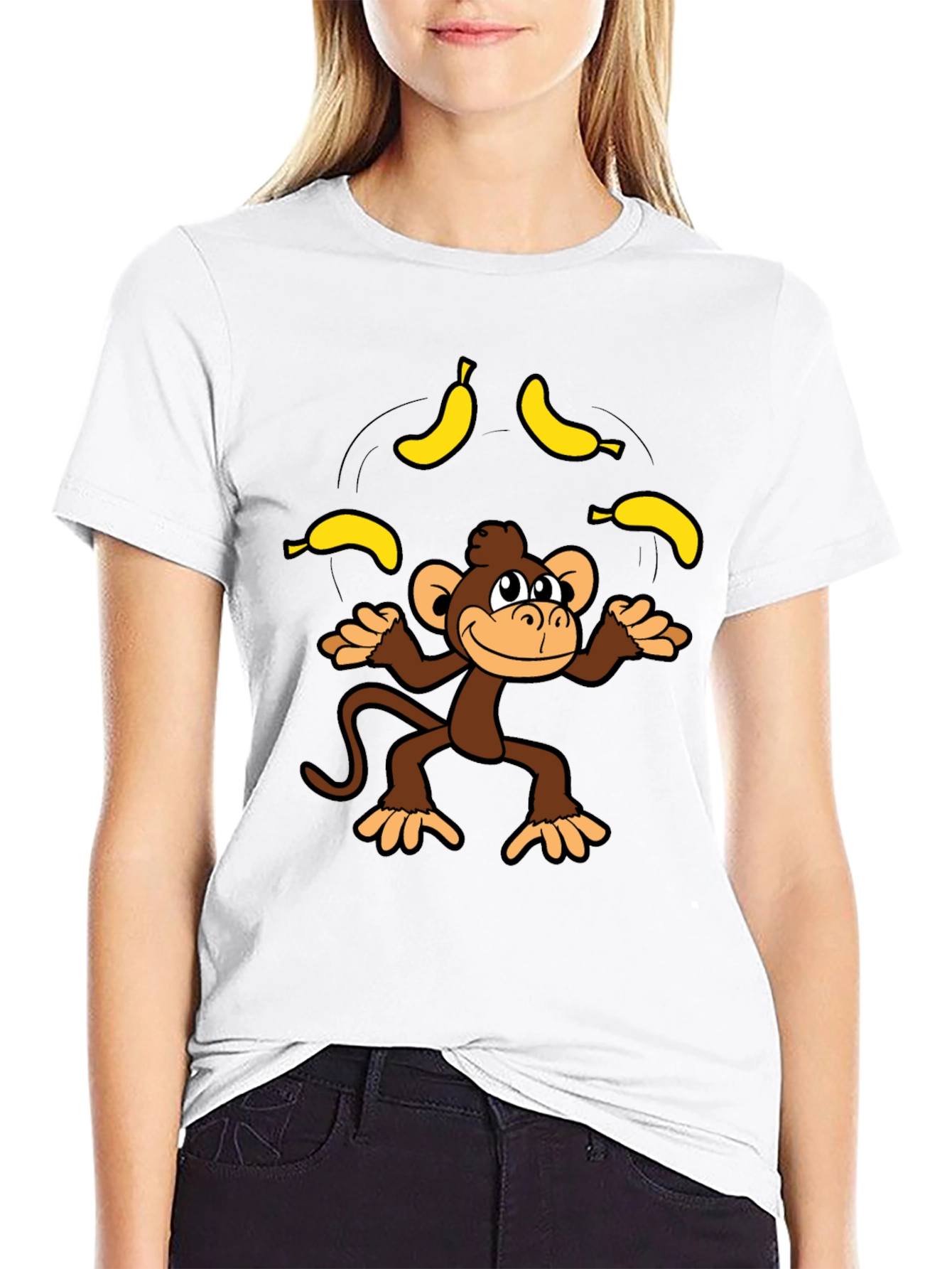 Black Monkey Juggling Bananas Graphic Tee - Black view 9