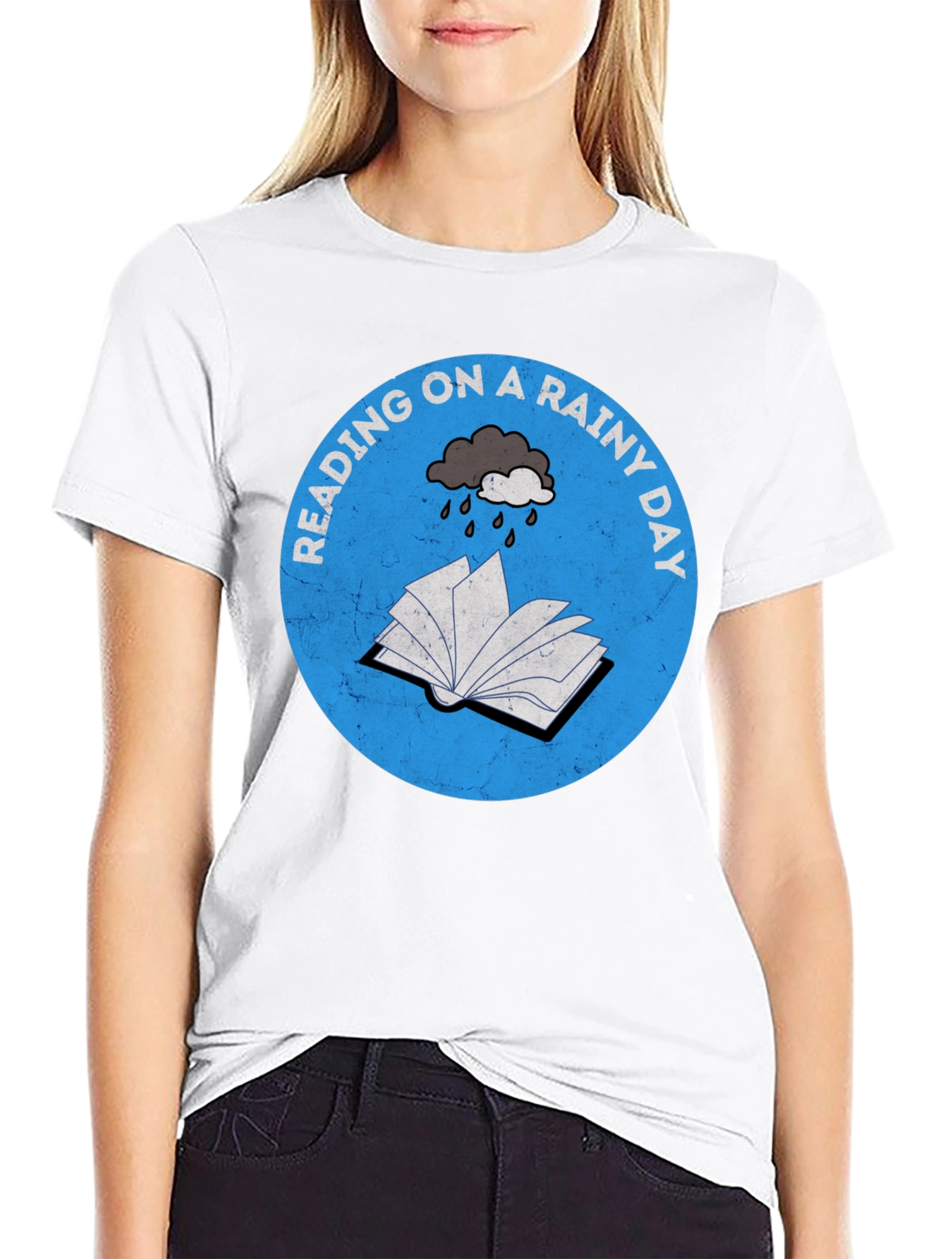 Black Rainy Day Reading T-Shirt view 9