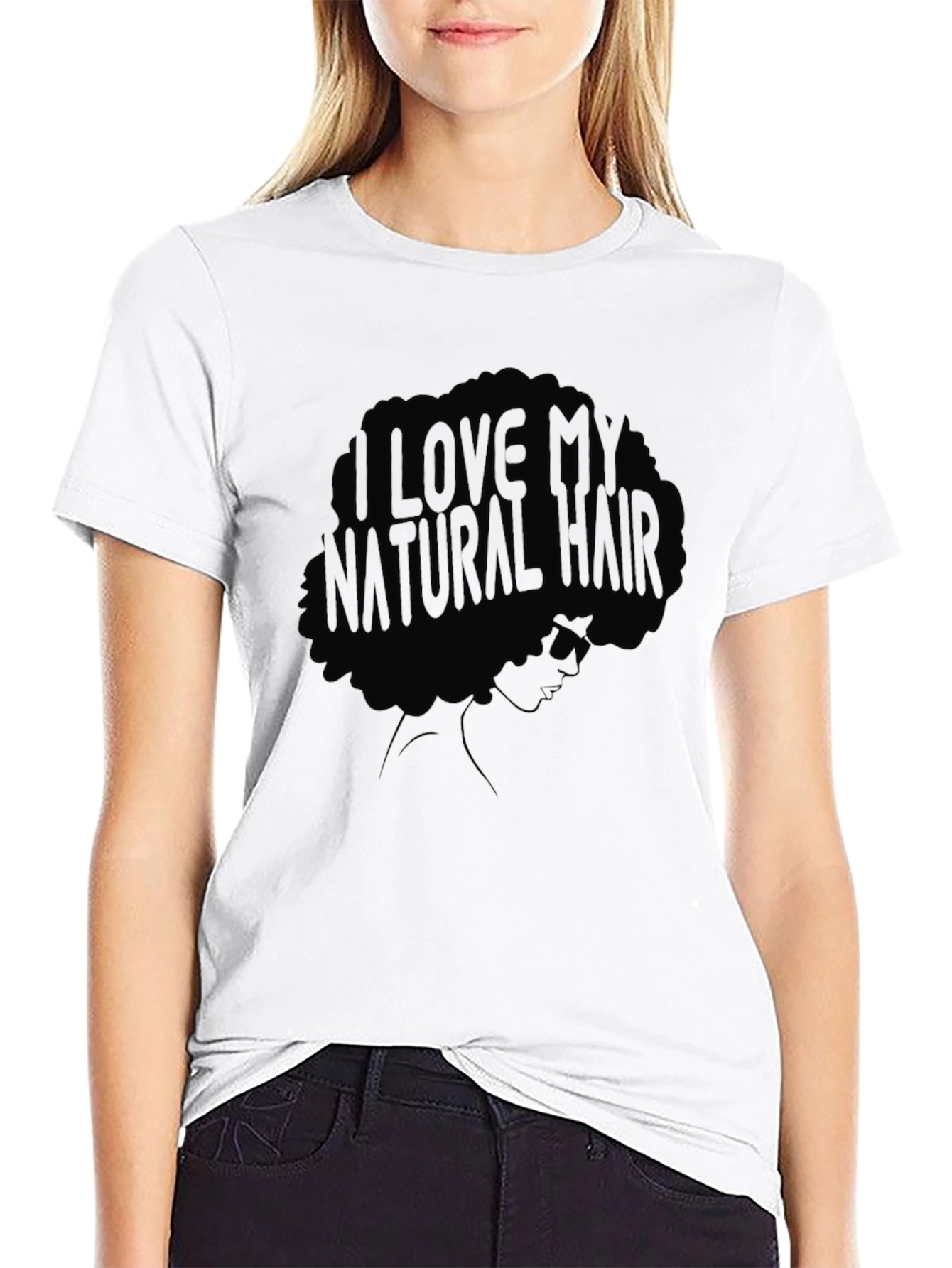 Black I Love My Natural Hair Graphic Tee view 9