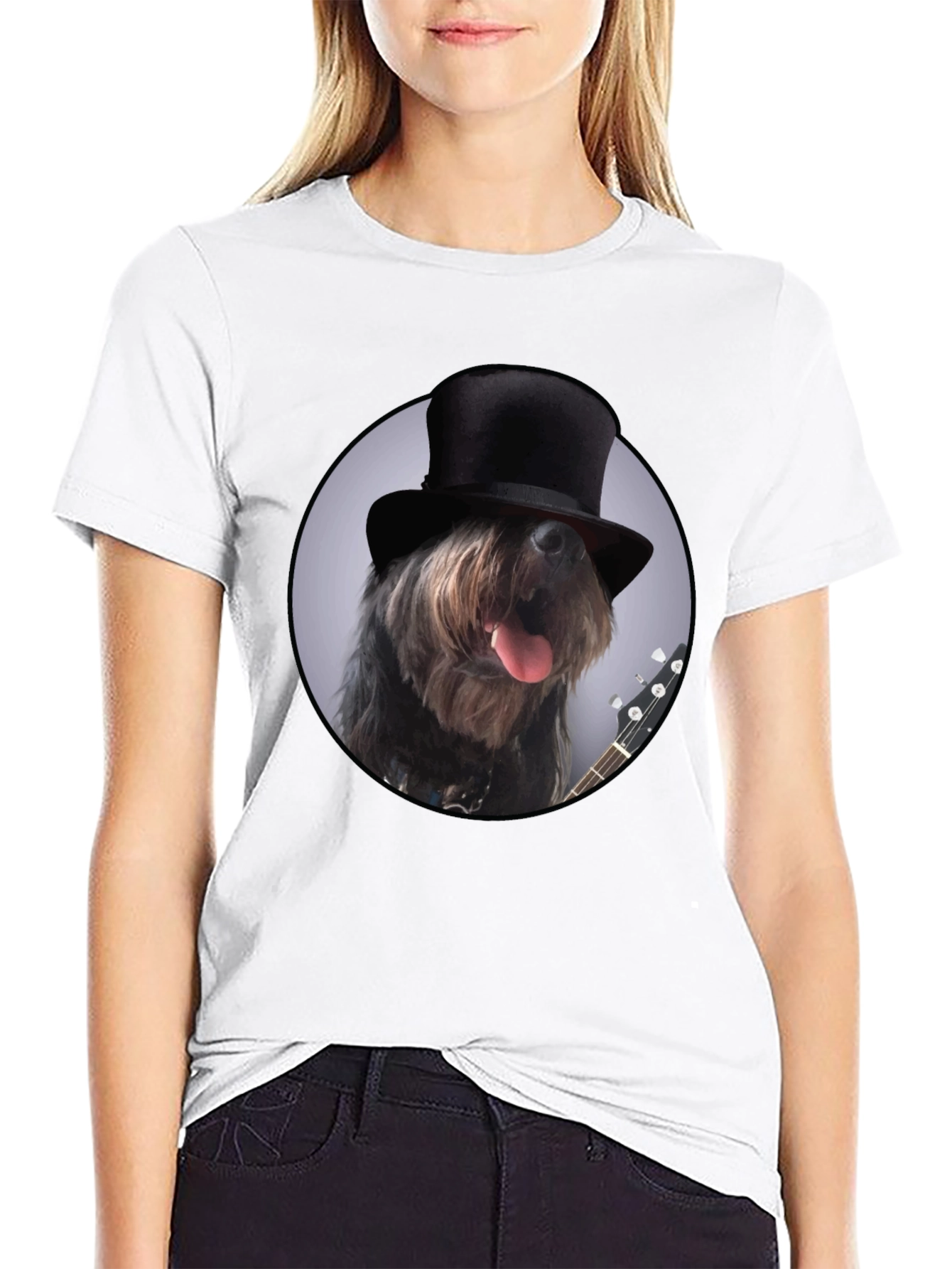 Black Dog in Top Hat Graphic T-Shirt view 9