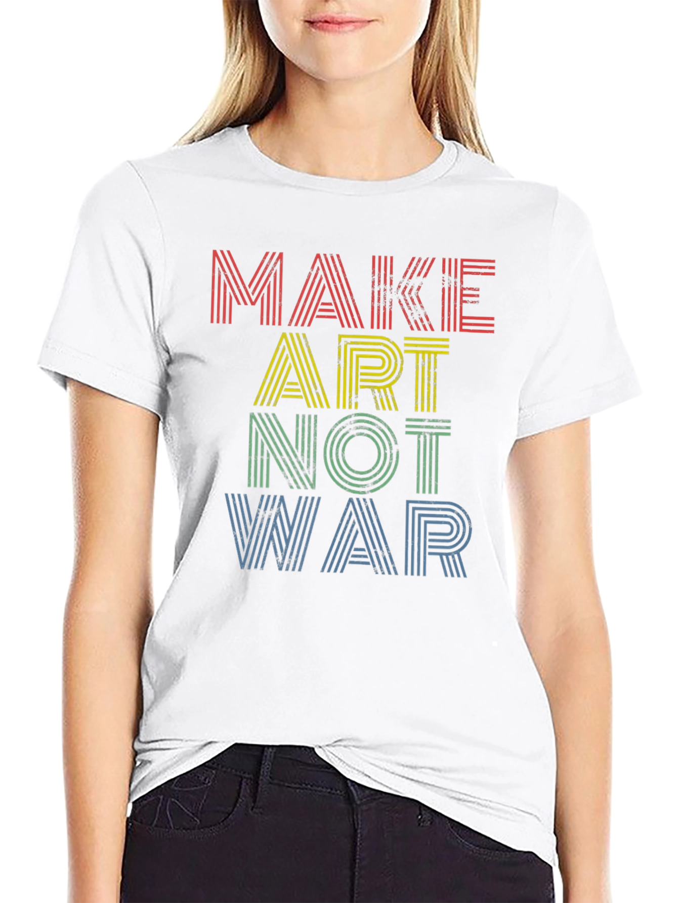 Black Make Art Not War Graphic Tee - Men's Black T-Shirt view 9