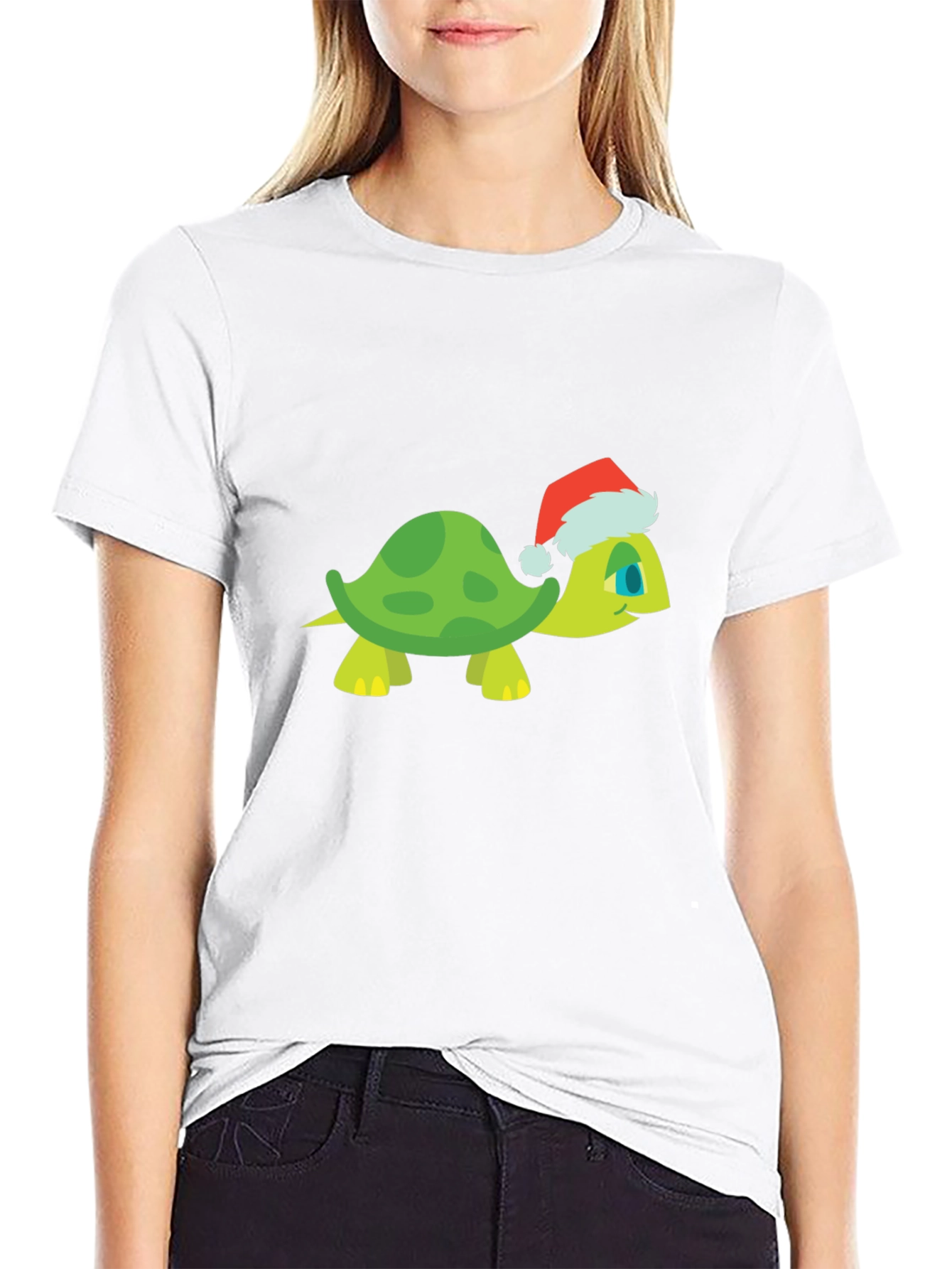Black Turtle Santa Hat Black T-Shirt view 9