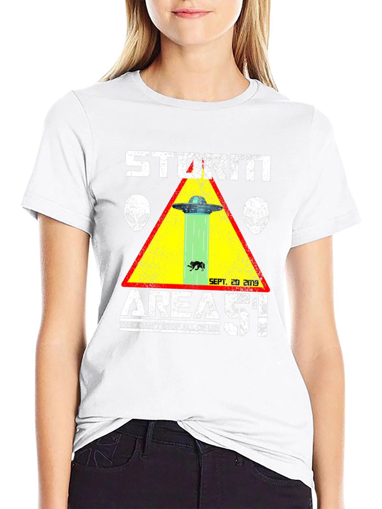 Black Storm Area 51 T-Shirt Alien UFO Graphic Tee view 9