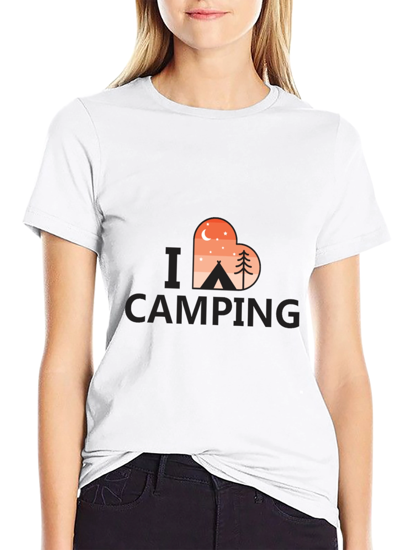 Black Camping Lover T-Shirt - Heart Design view 9