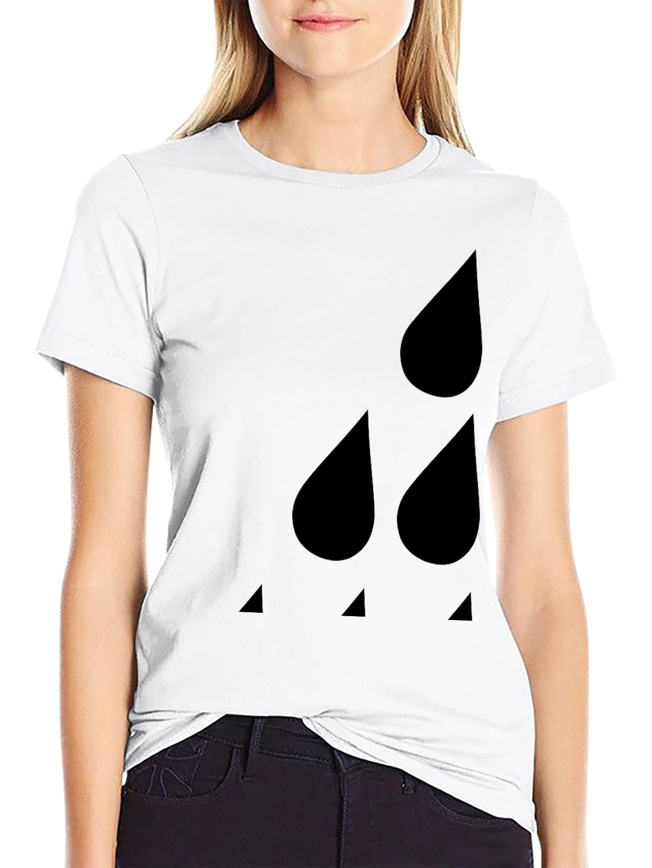 Black Modern Minimalist Raindrop T-Shirt view 9