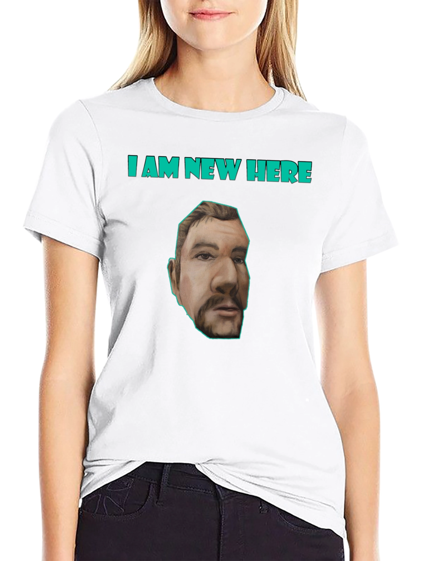 Black I Am New Here T-Shirt view 9