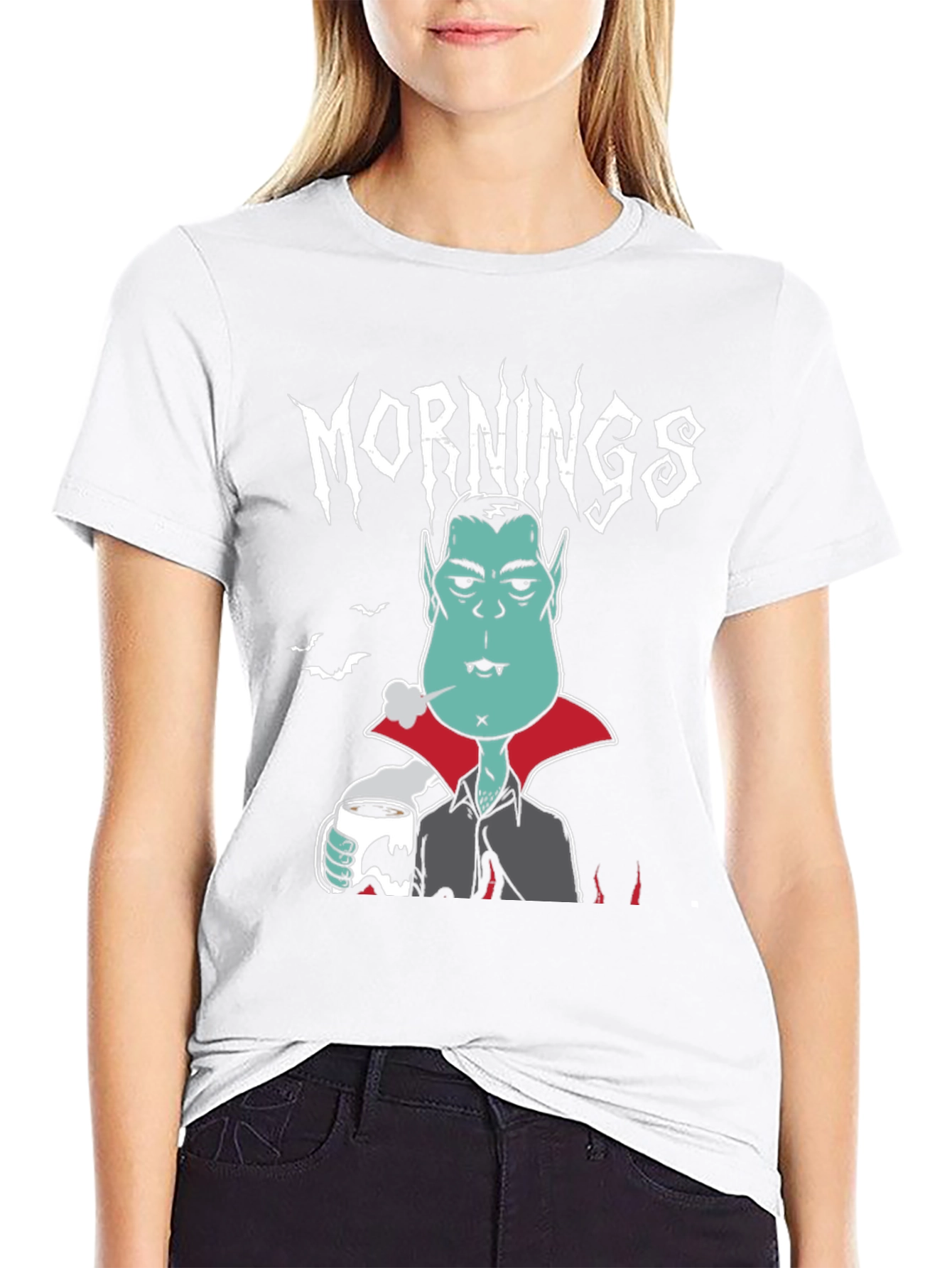 Black Mornings Vampire Graphic Tee - Black Cotton view 9
