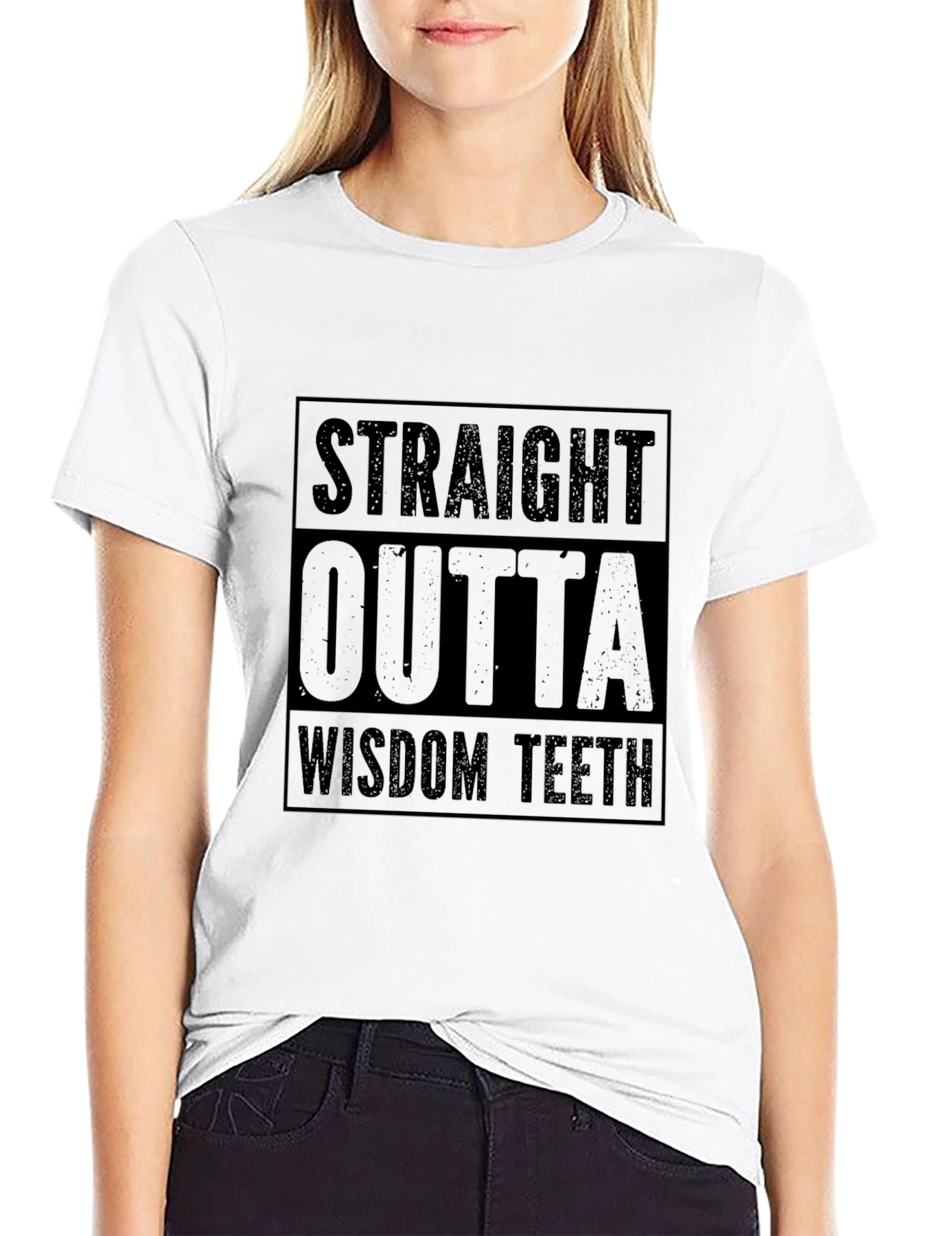 Black Straight Outta Wisdom Teeth Graphic Tee - Black view 9