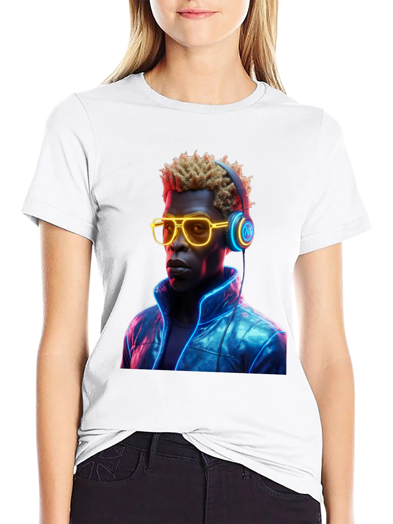 Black Neon Vibes Graphic Tee - Cool Trendy Style view 9