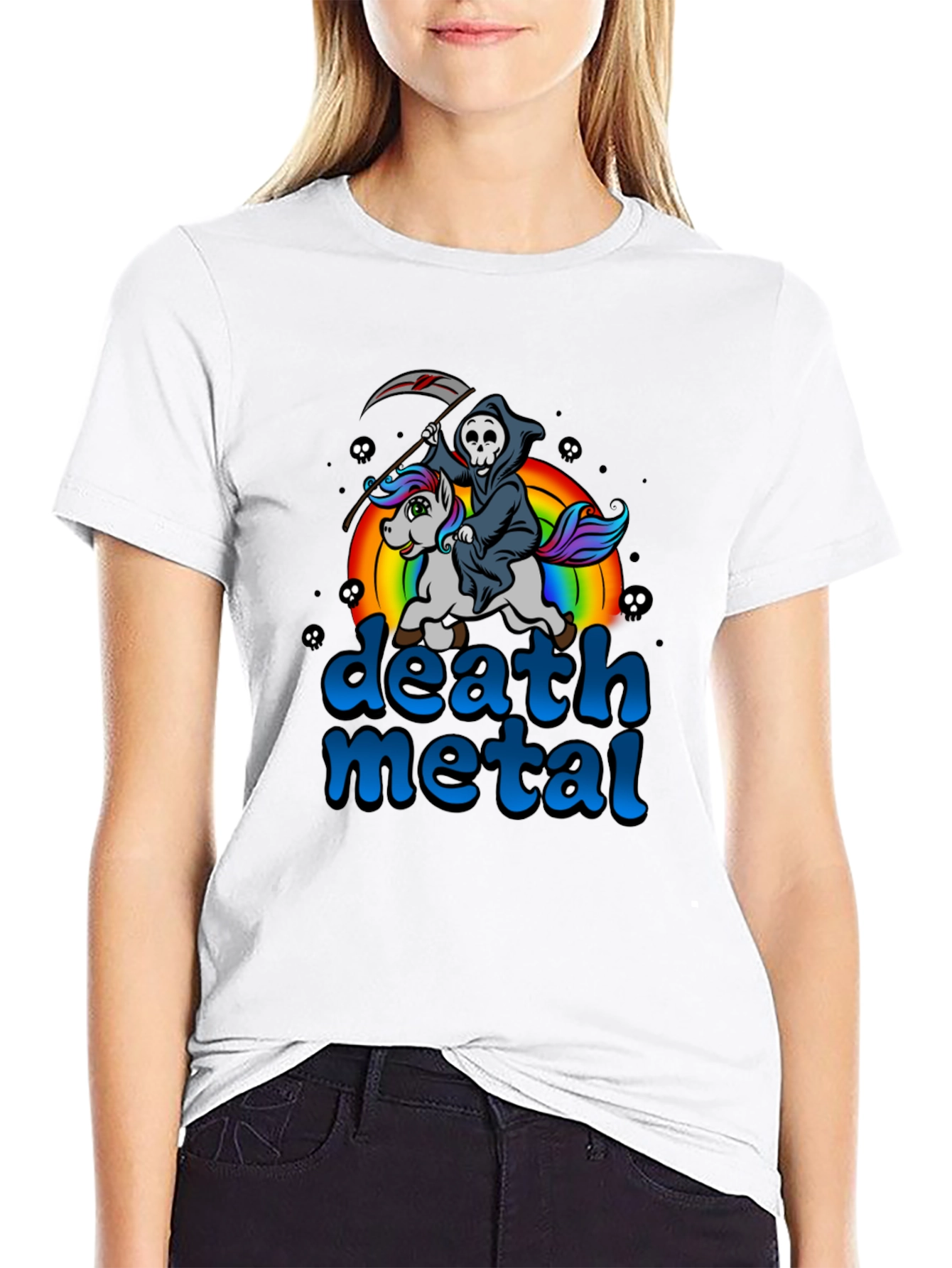 Black Death Metal Unicorn T-Shirt view 9