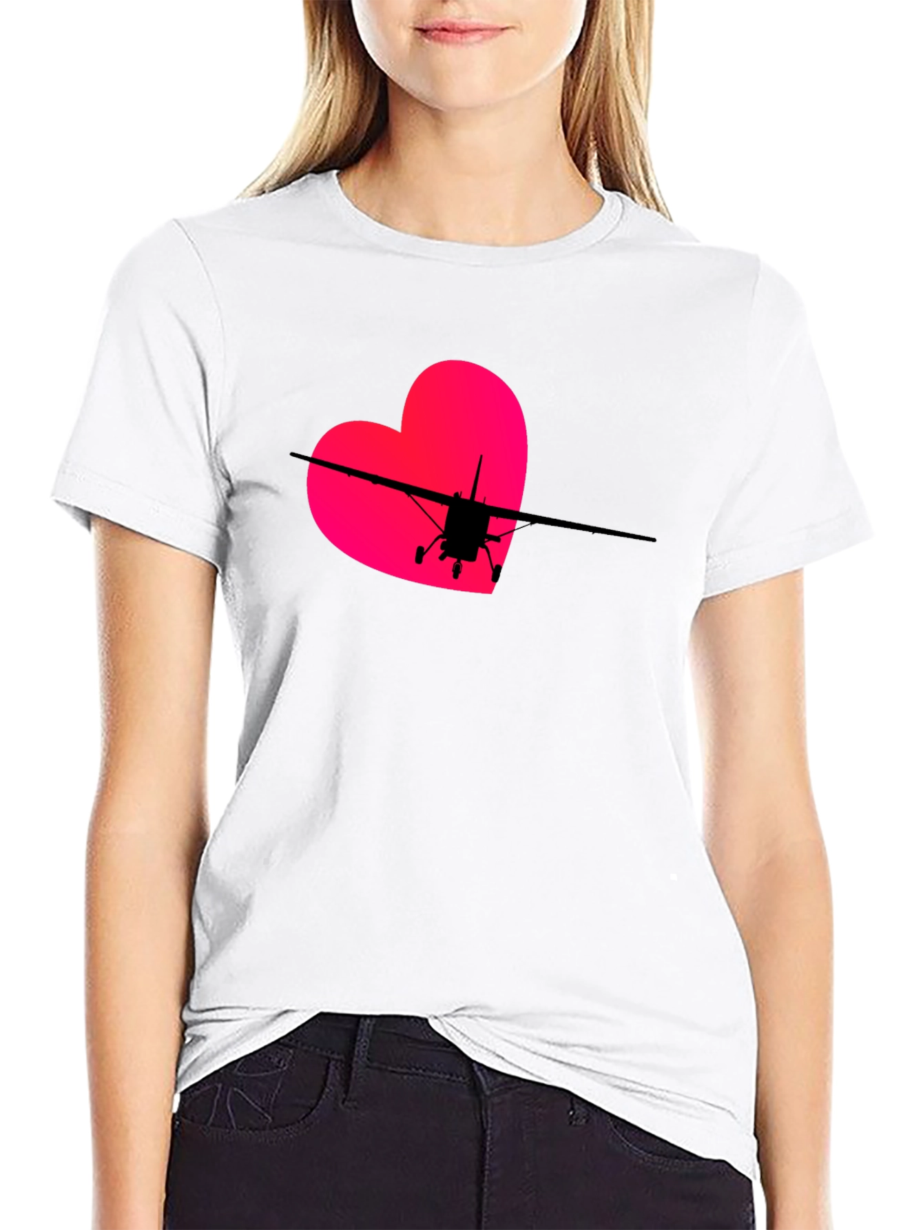 Black Pilot Heart T-Shirt - Aviation Love view 9