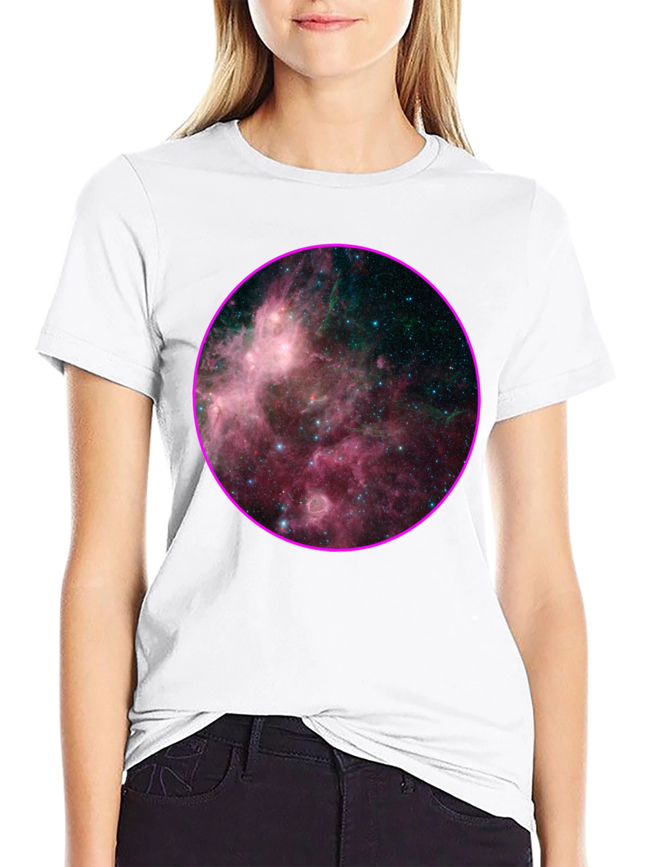 Black Nebula Galaxy Print Black T-Shirt view 9