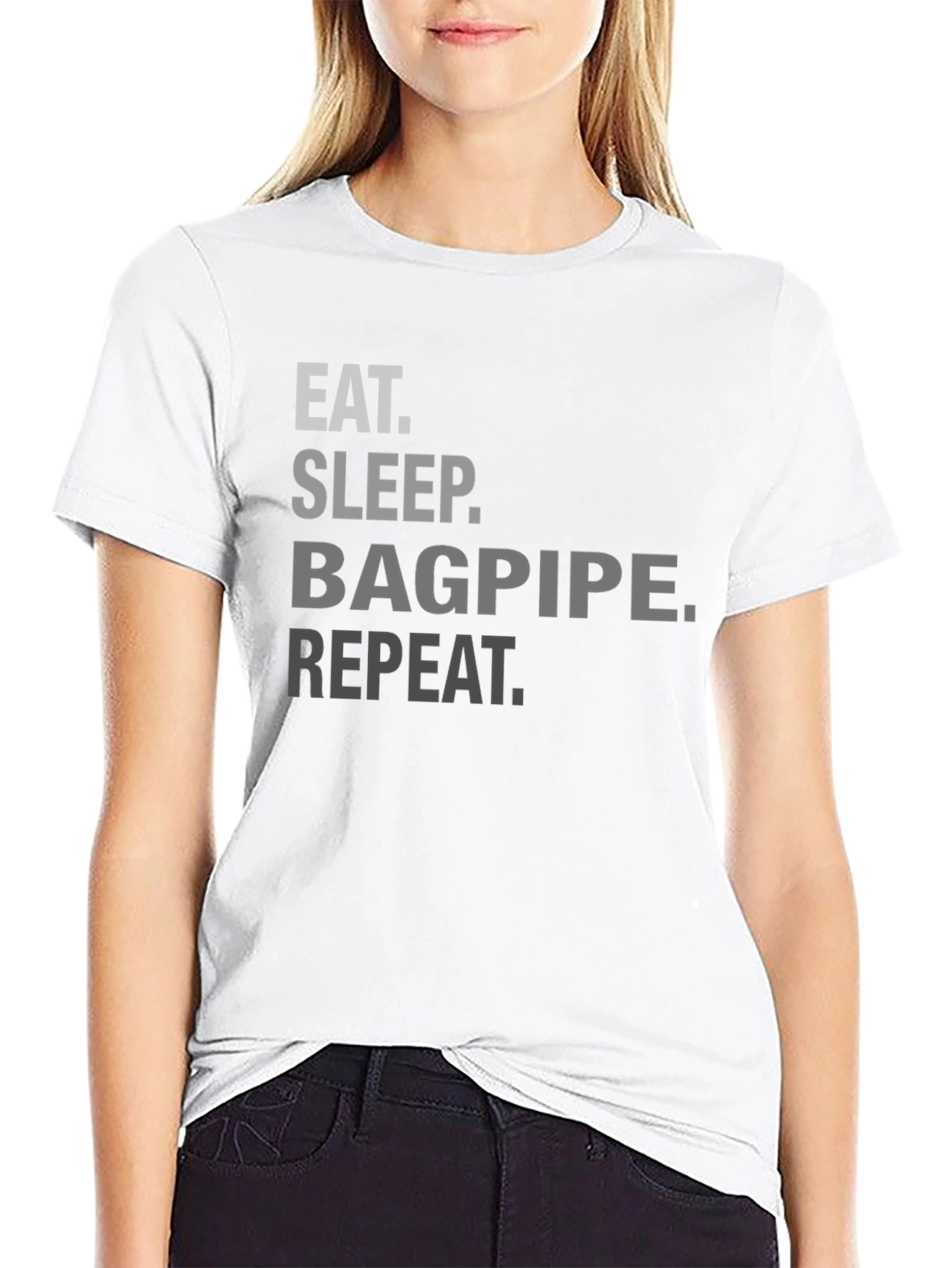 Black Eat Sleep Bagpipe Repeat Black T-Shirt view 9