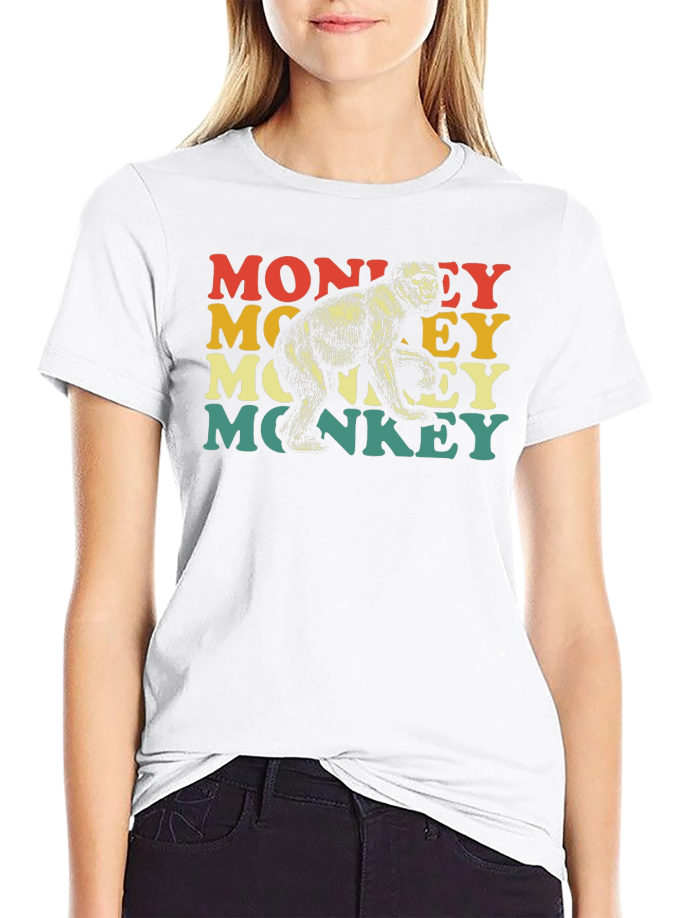 Black Retro Monkey T-Shirt - Cool Animal Graphic Tee view 9