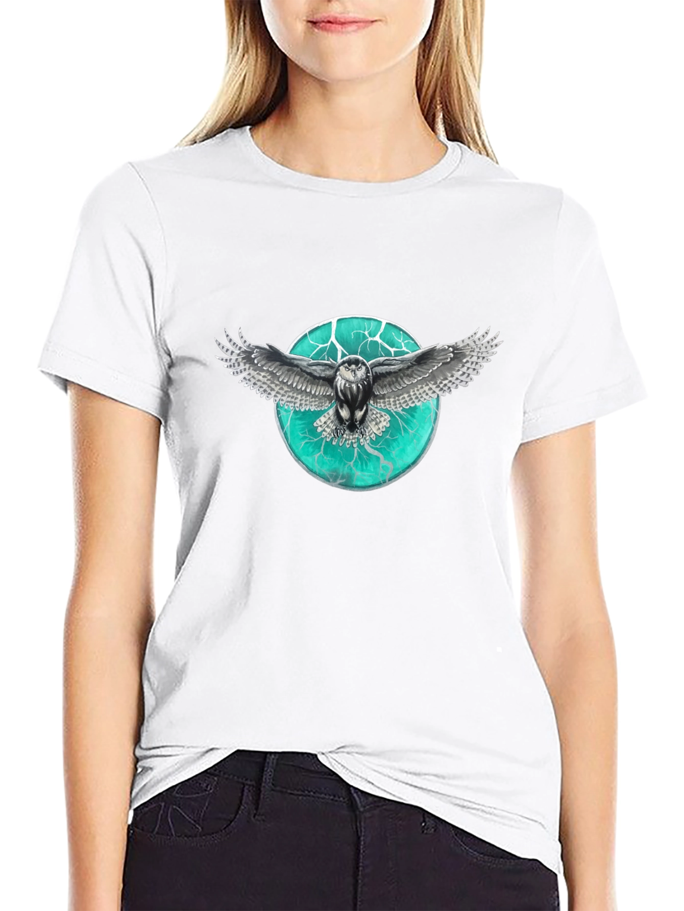 Black Owl Graphic Print Men's T-Shirt view 9