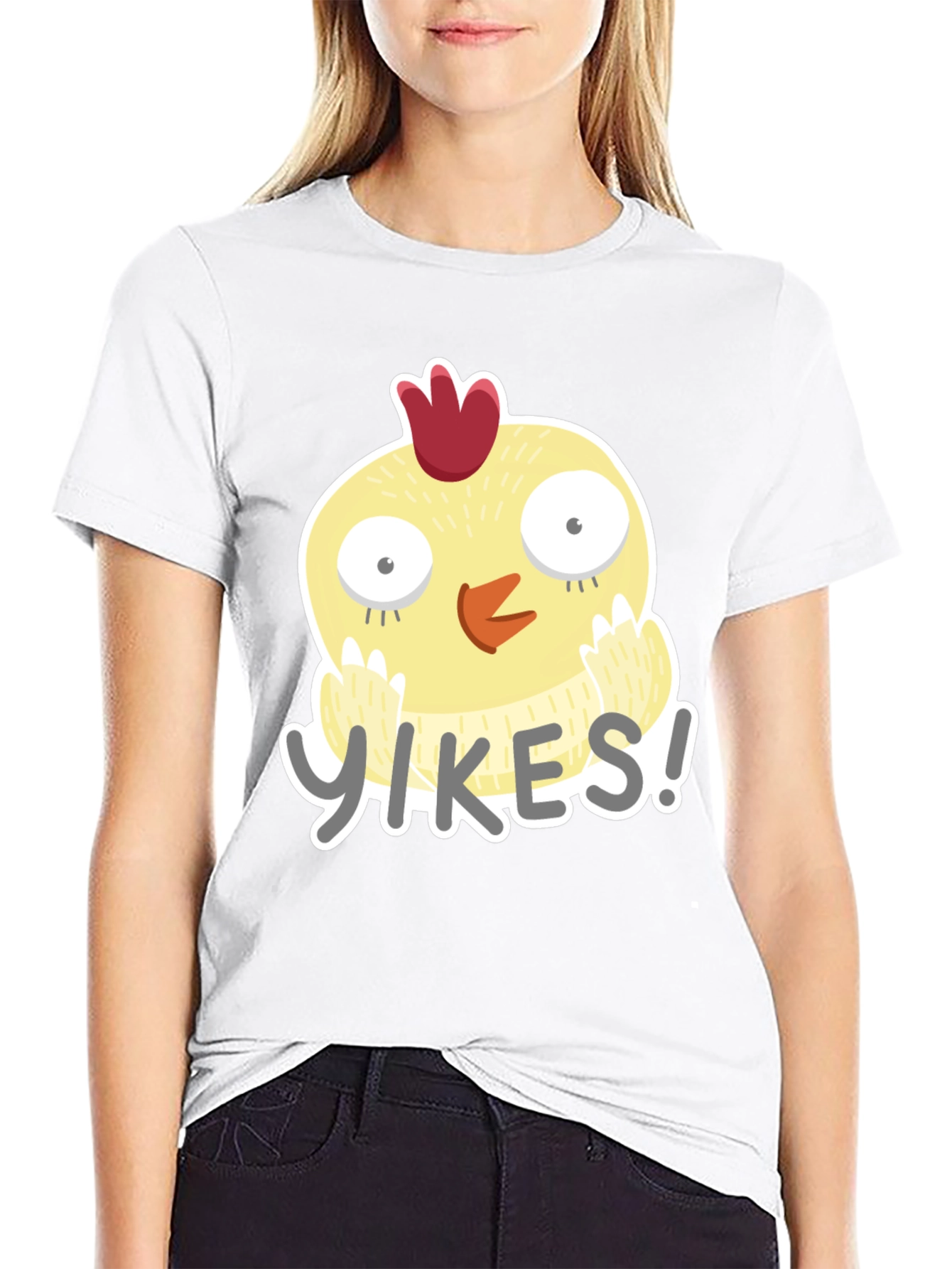 Black Yikes Chicken Graphic Tee - Black Cotton T-Shirt view 9