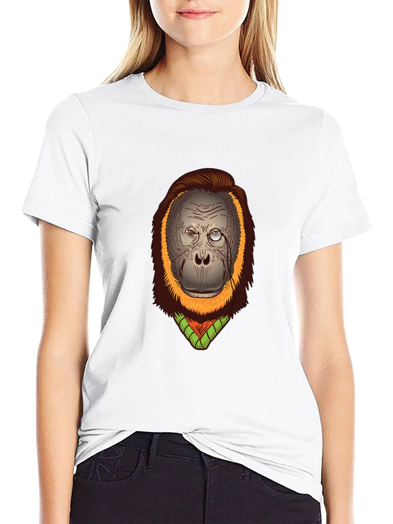 Black Orangutan T-Shirt: Gentleman Monkey Design view 9