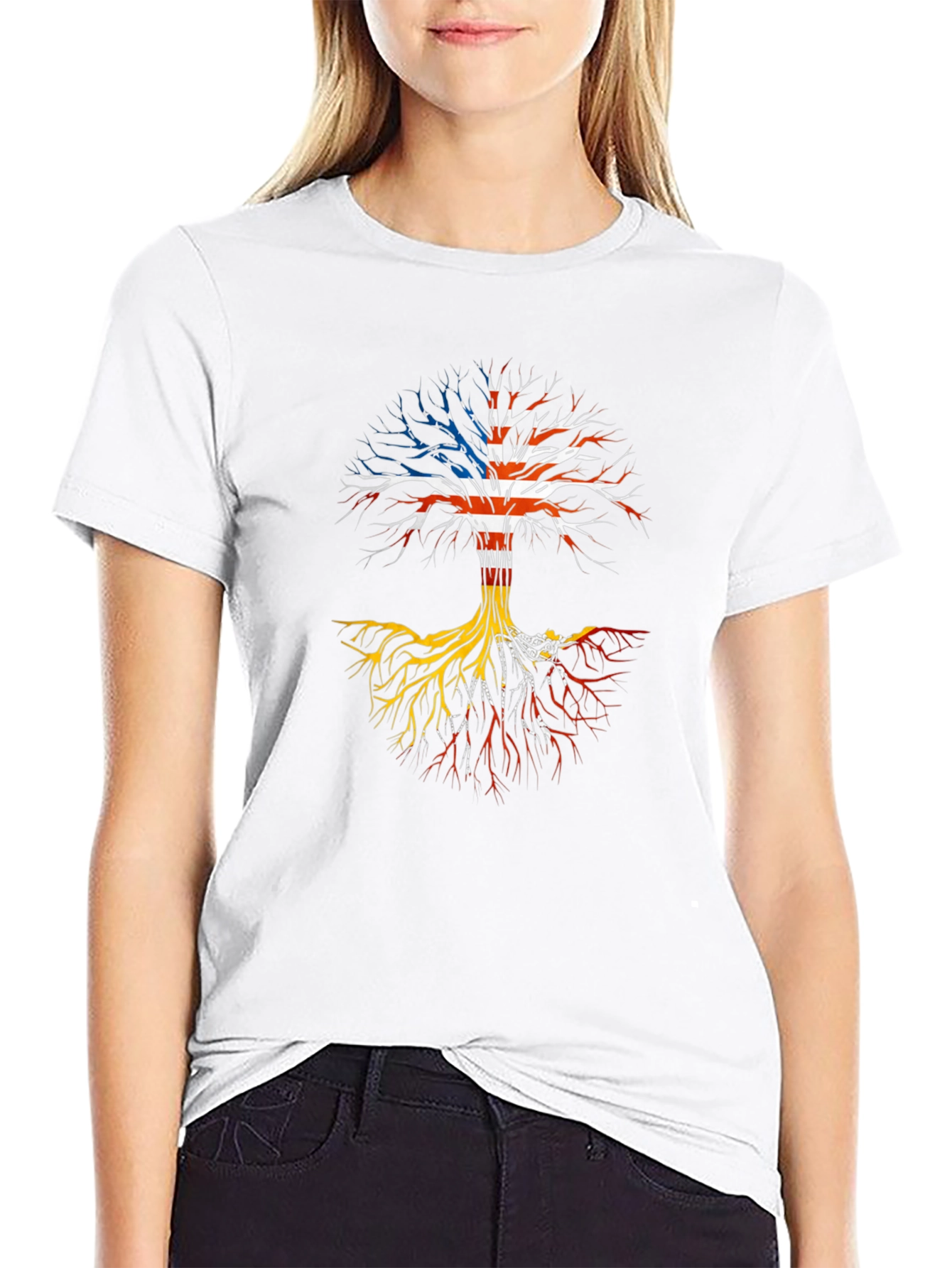 Black USA Germany Roots Tree T-Shirt view 9