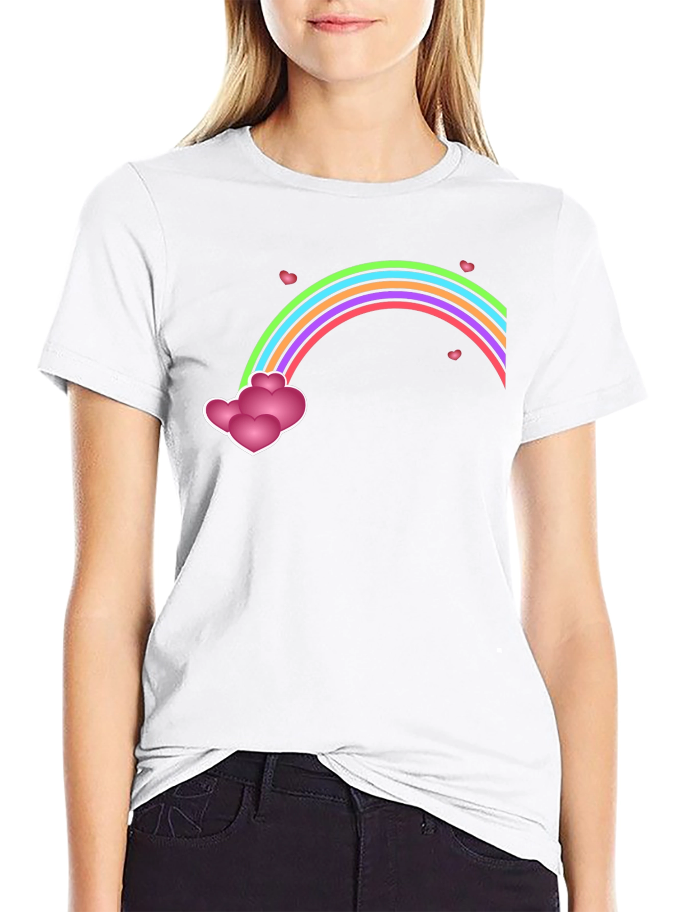Black Rainbow Heart Cloud Black T-Shirt view 9
