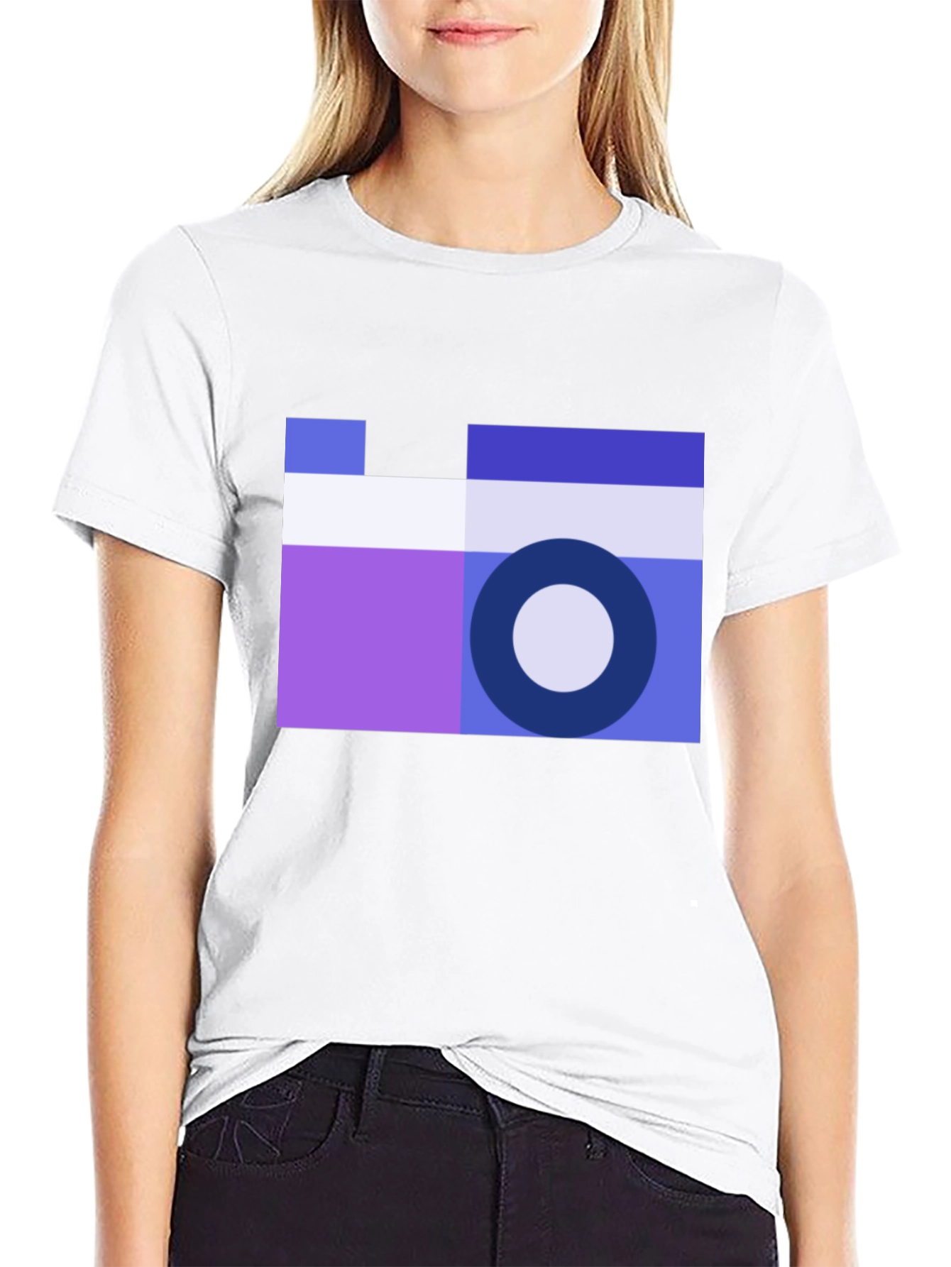 Black Geometric Camera Graphic Tee - Cool Minimalist Design view 9