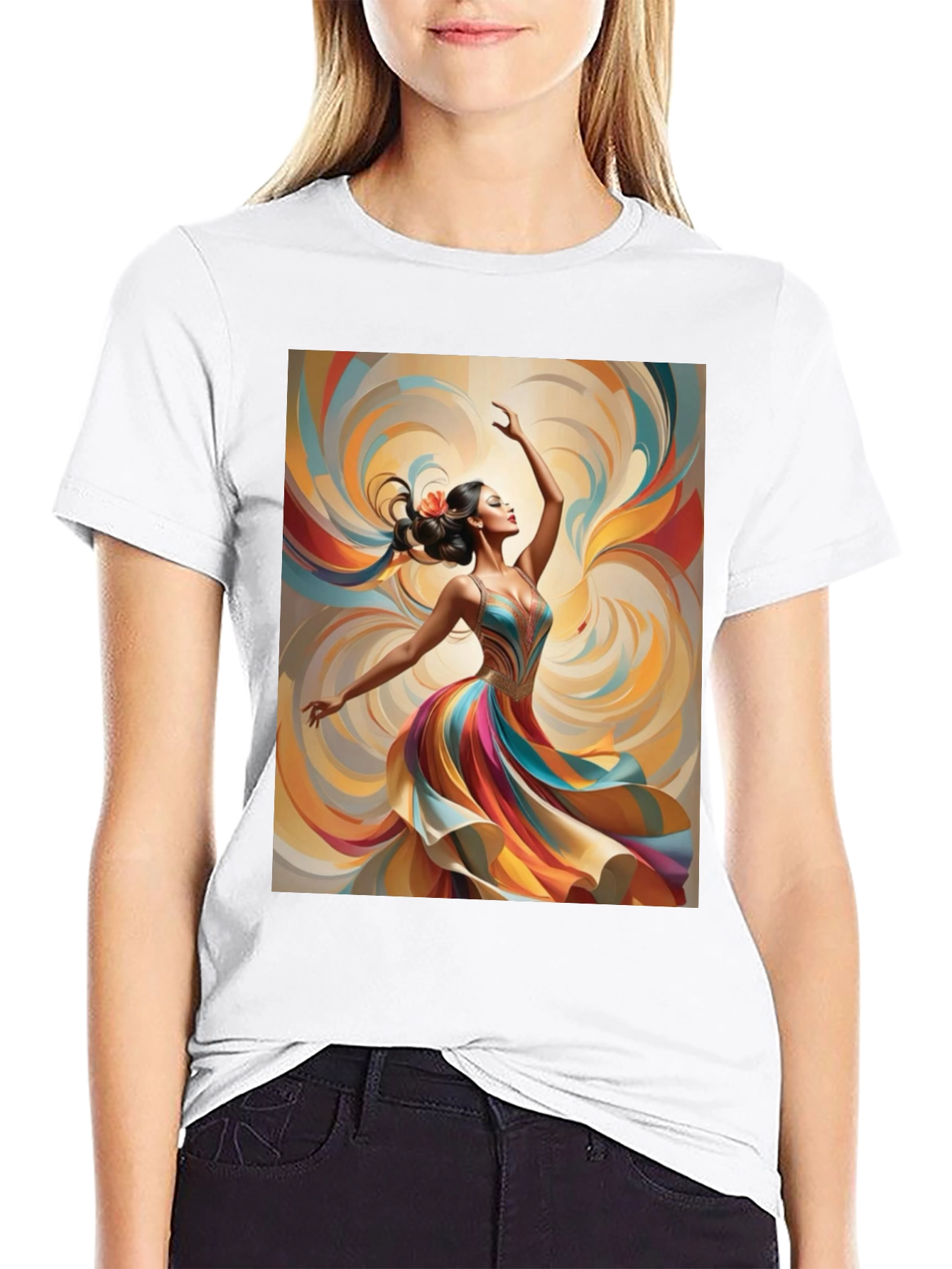 Black Artistic Dancer Graphic Tee - Vibrant Design view 9