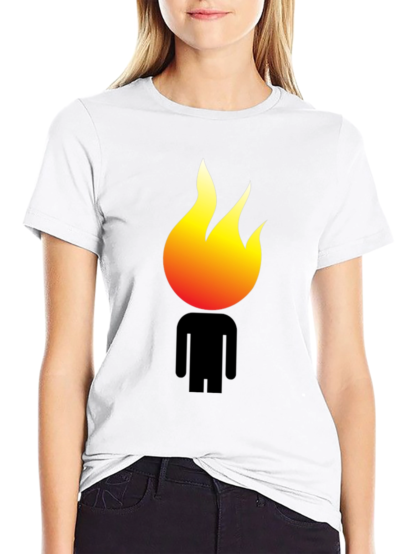 Black Flame Head Graphic Black T-Shirt view 9