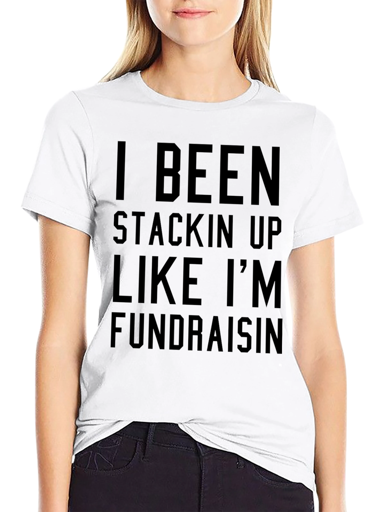 Black Stackin' Up Fundraising Men's Black T-Shirt view 9