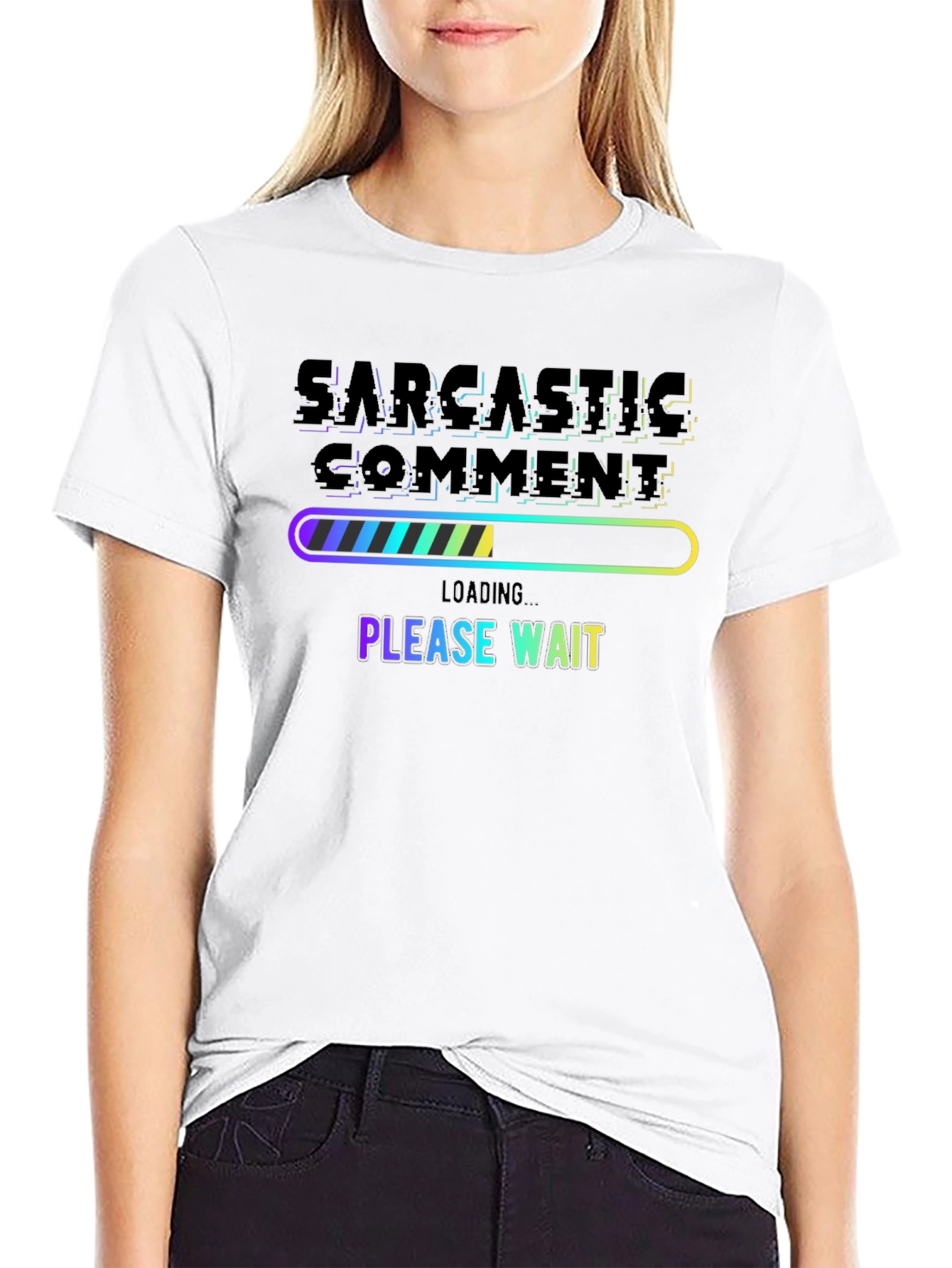 Black Sarcastic Comment Loading Funny Graphic Tee view 9