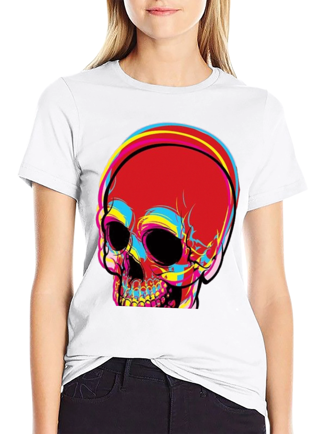 Black Skull Graphic Print Men's Black T-Shirt view 9