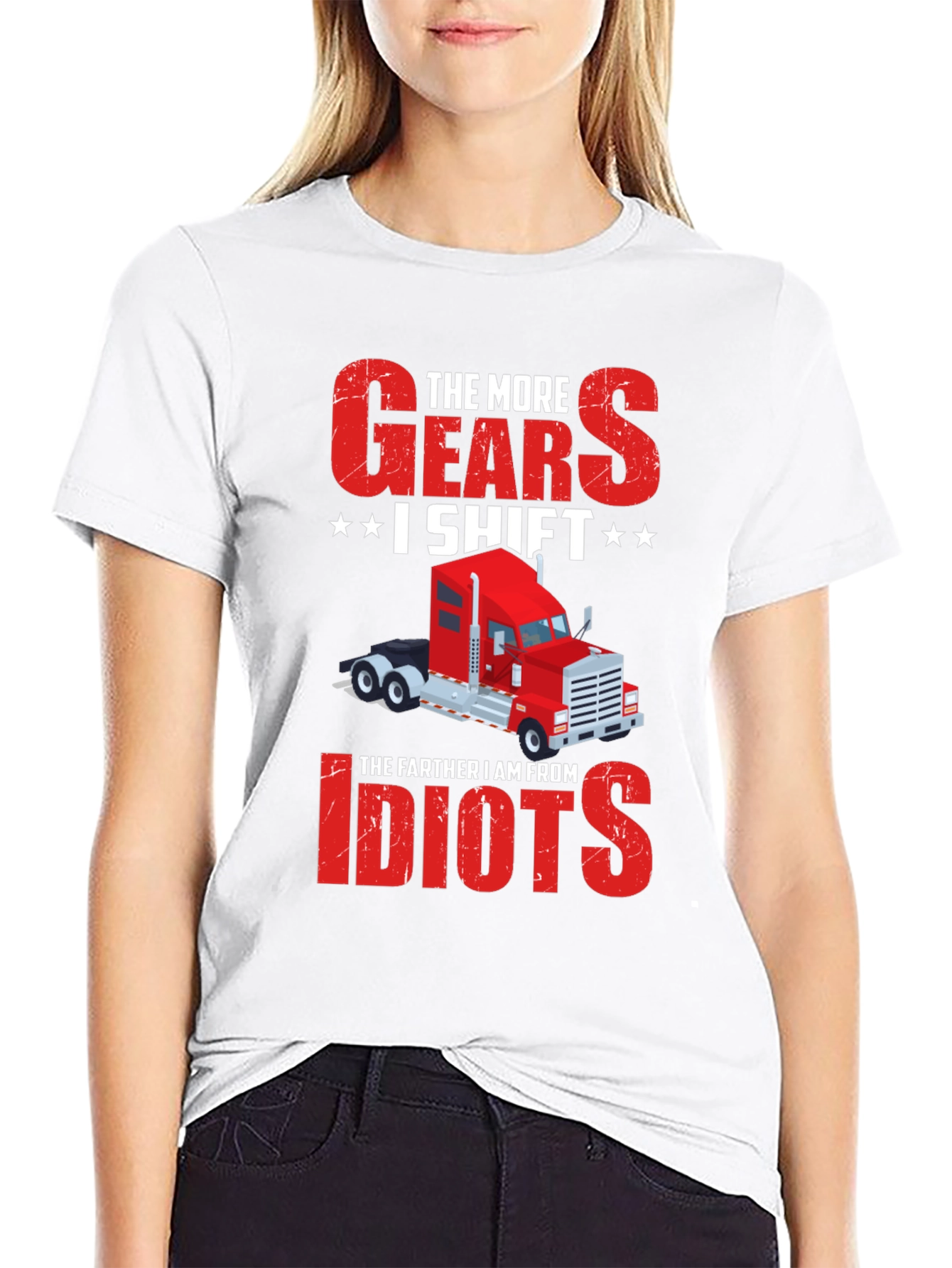Black Trucker's Gears T-Shirt - Funny Truck Driver Gift view 9