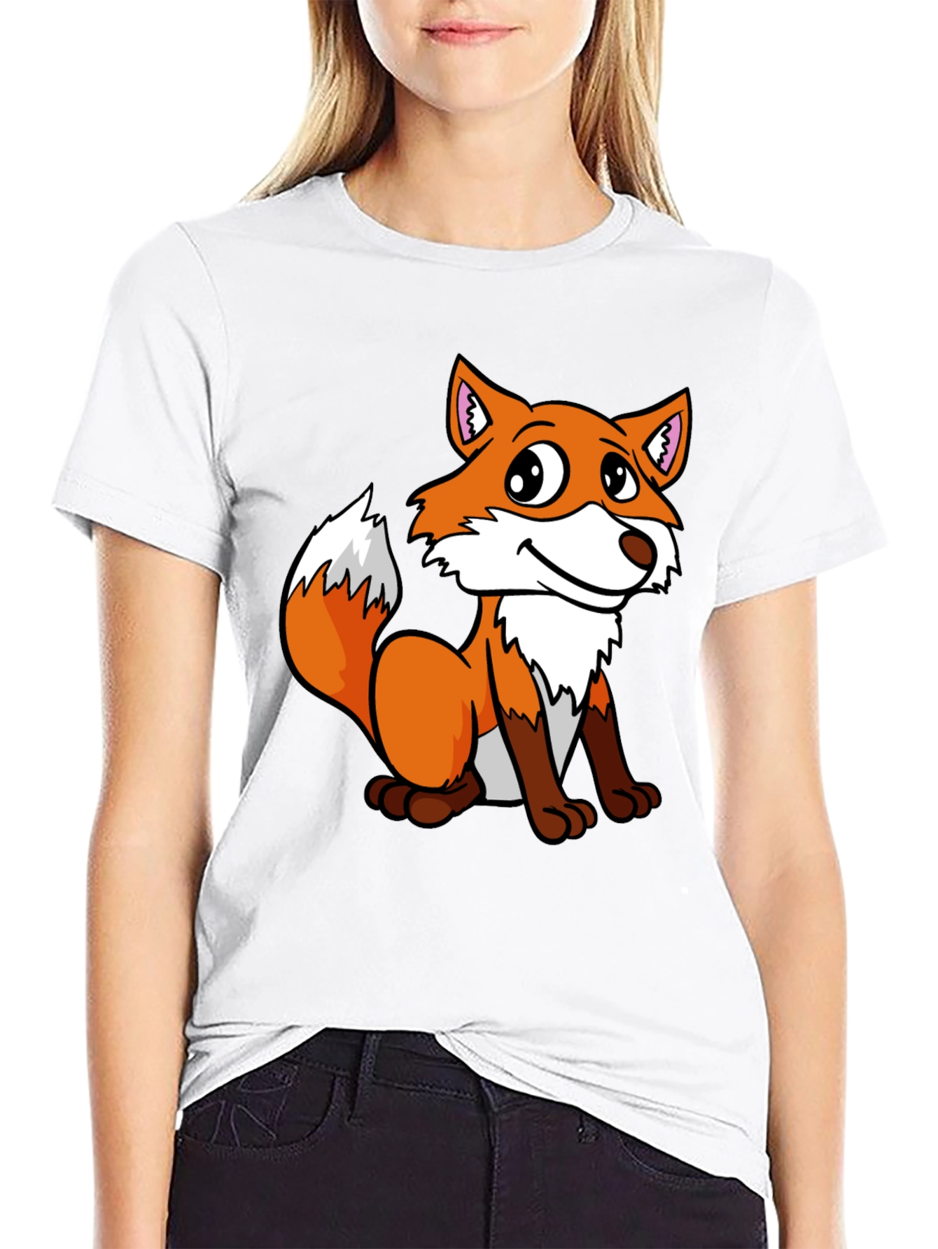 Black Cute Fox Graphic Tee - Unisex Black T-Shirt view 9