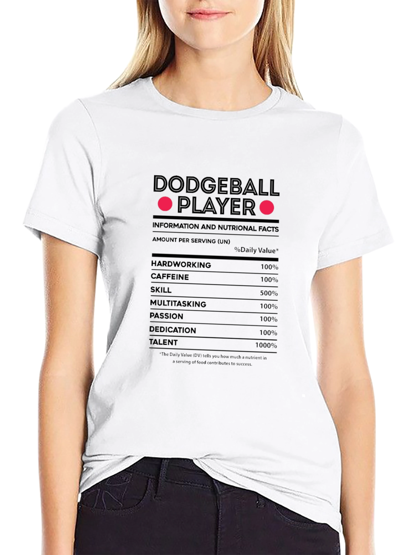 Black Dodgeball Player Nutrition Facts T-Shirt view 9