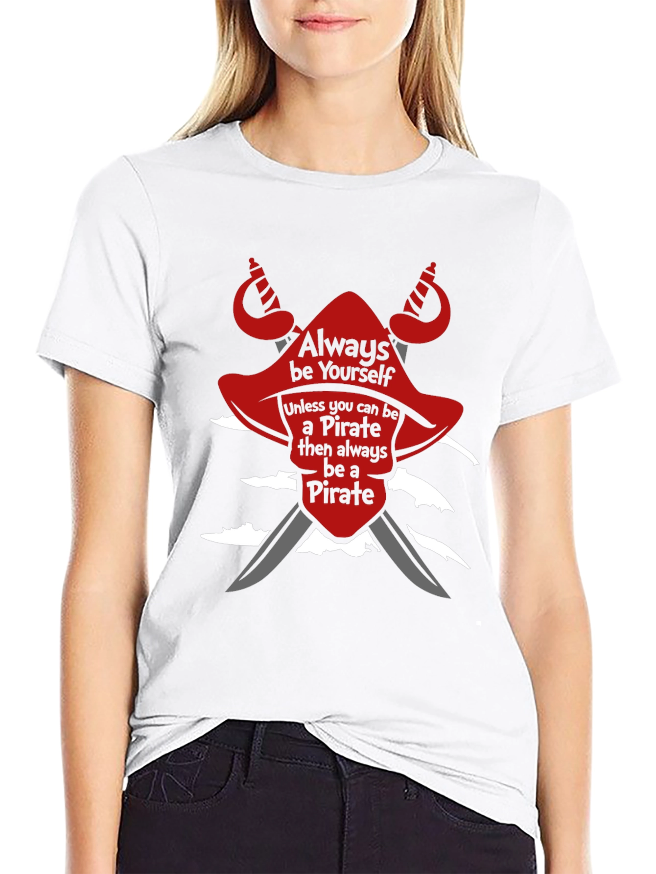 Black Pirate T-Shirt: Always Be Yourself Novelty Tee view 9