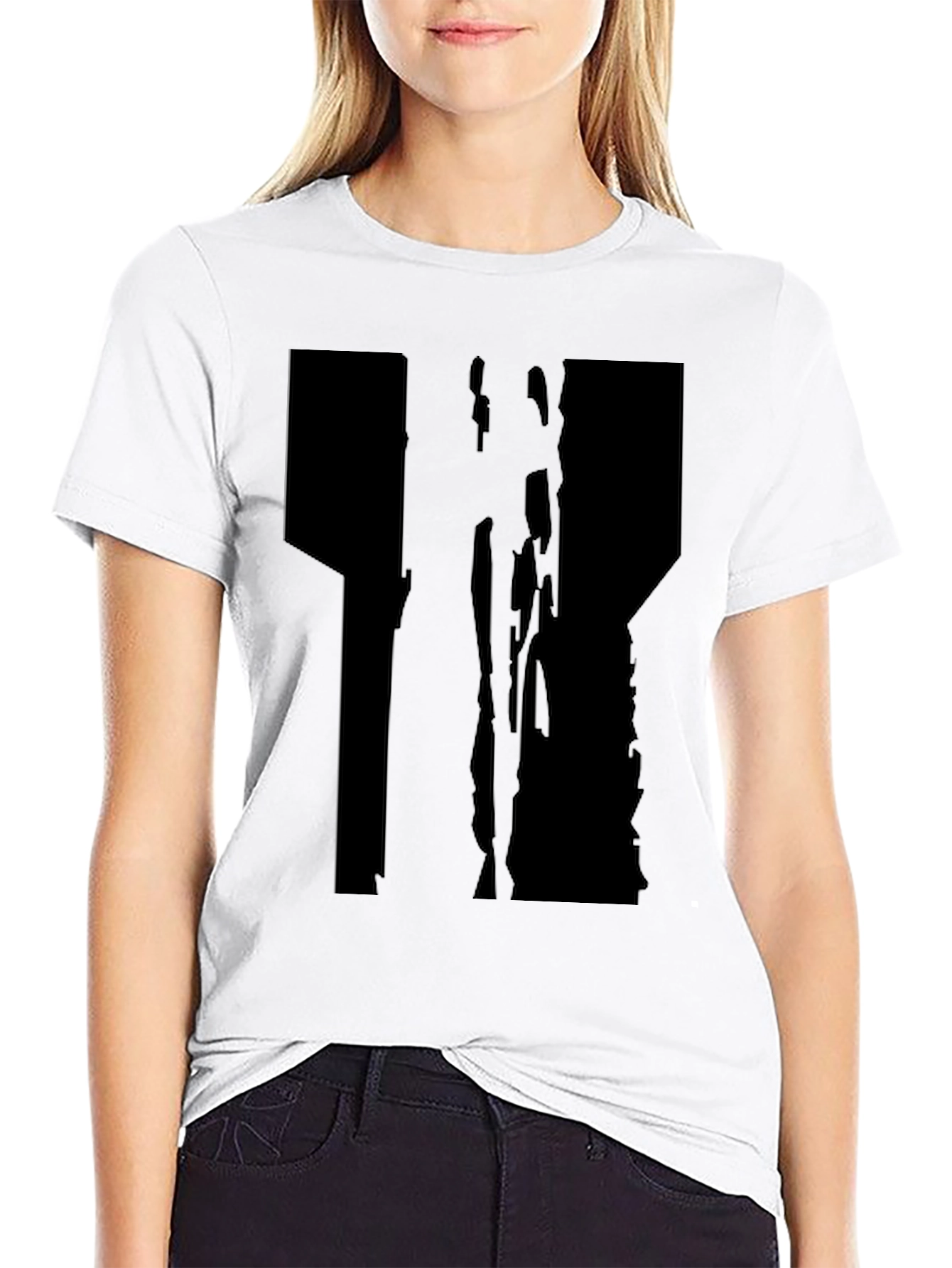 Black Men's Black T-Shirt with Abstract Graphic Design view 9