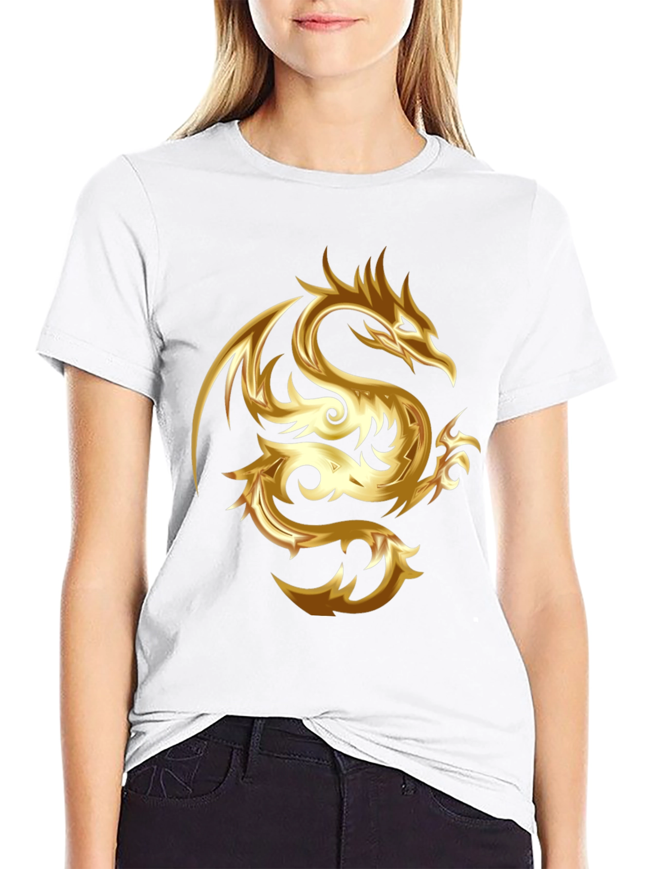 Black Golden Dragon Graphic Tee - Stylish & Bold view 9