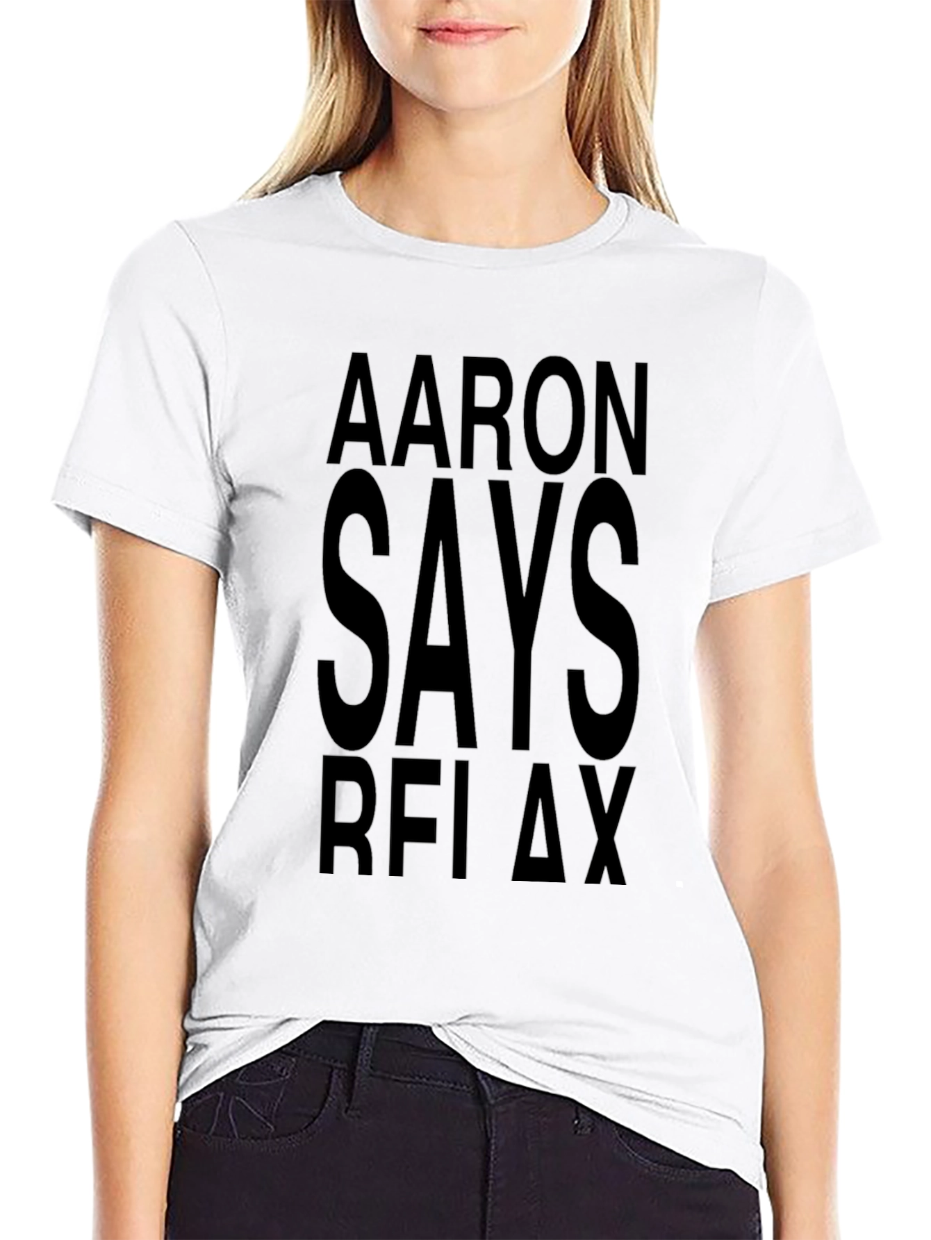 Black Aaron Says Relax Black T-Shirt view 9
