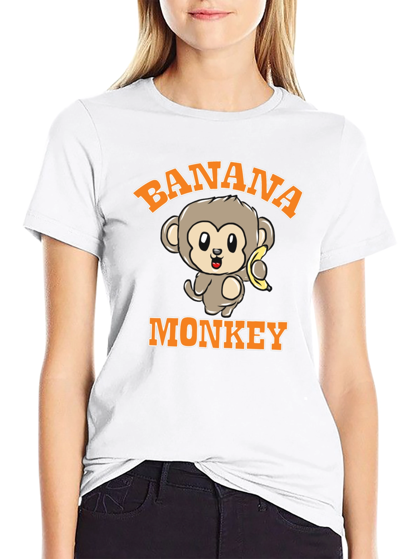 Black Banana Monkey Graphic Print Black T-Shirt view 9