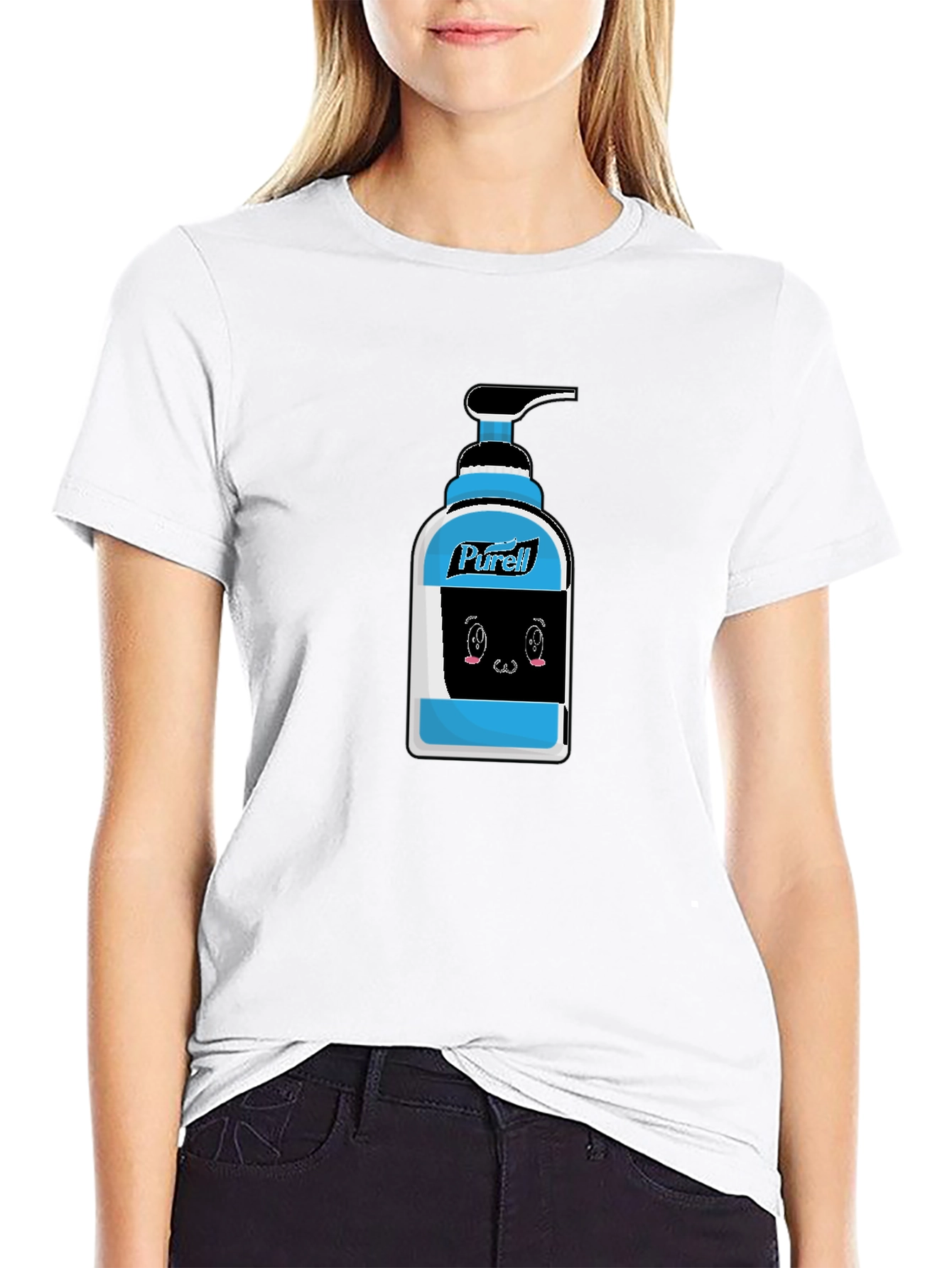 Black Purell Cartoon Graphic Black T-Shirt view 9