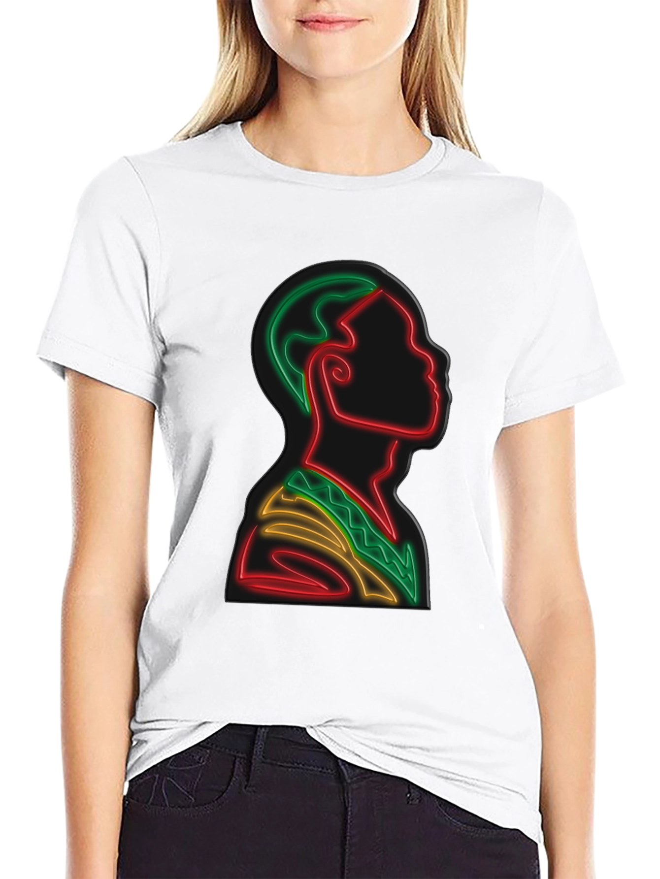 Black Neon Portrait Graphic Tee - Black view 9