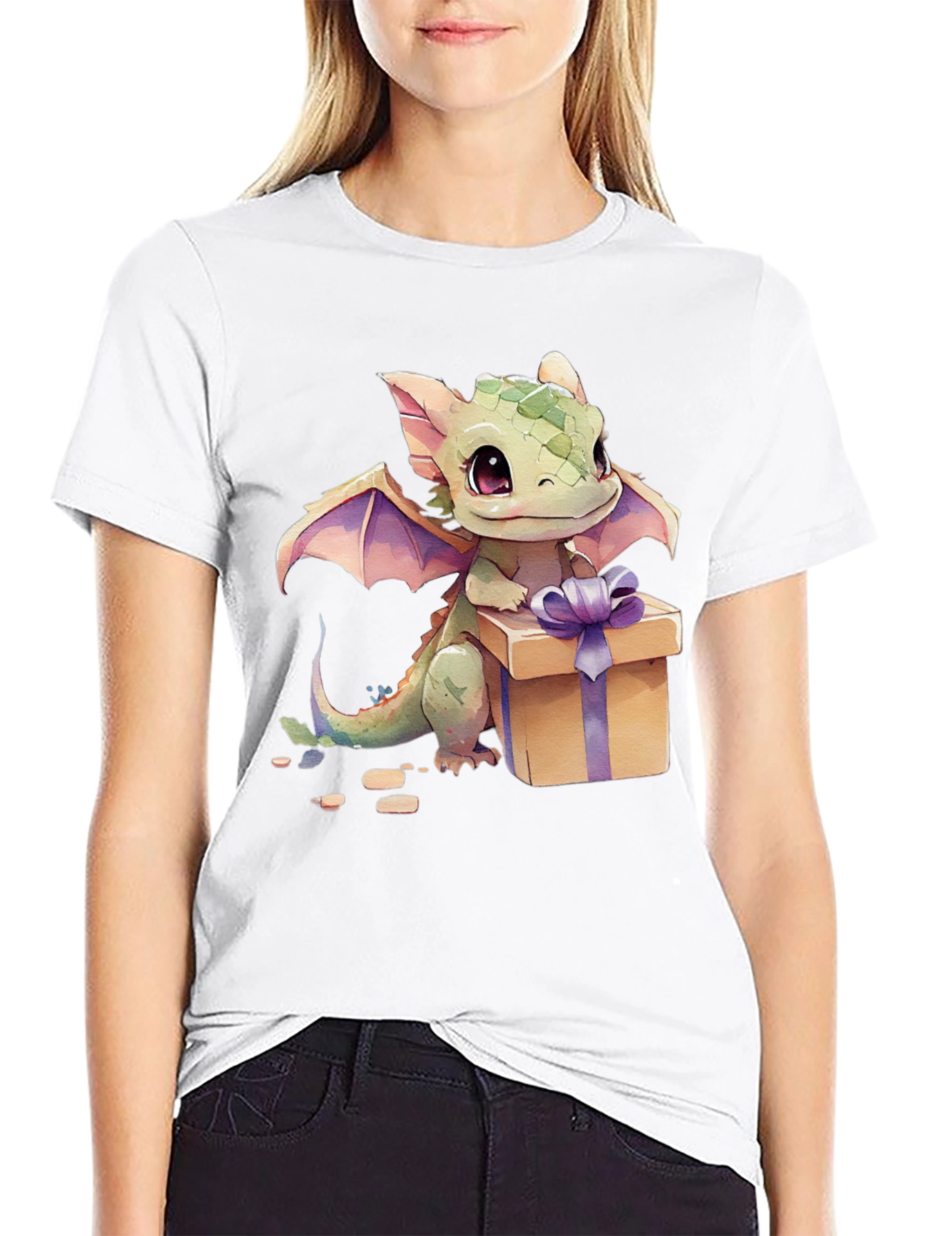 Black Cute Dragon Gift Tee view 9