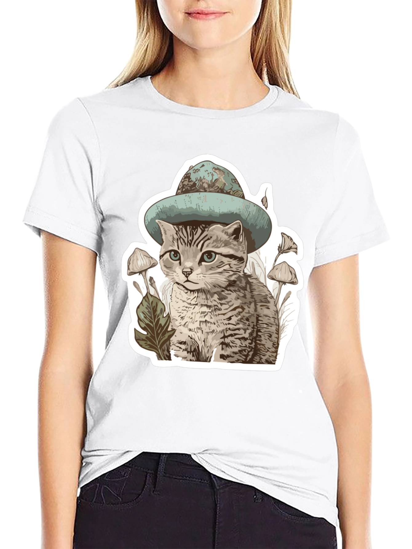 Black Cat in Hat T-Shirt - Funky Graphic Tee view 9