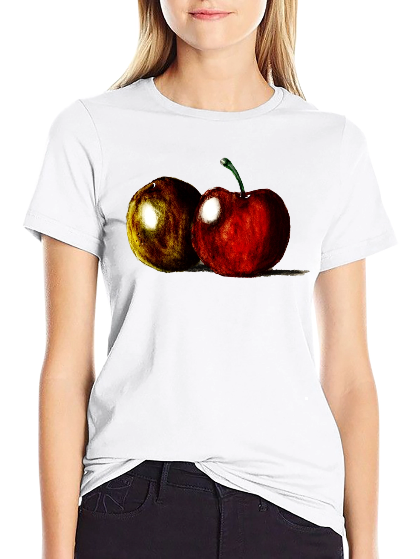 Black Cherry Fruit Graphic Tee - Soft Cotton Blend view 9