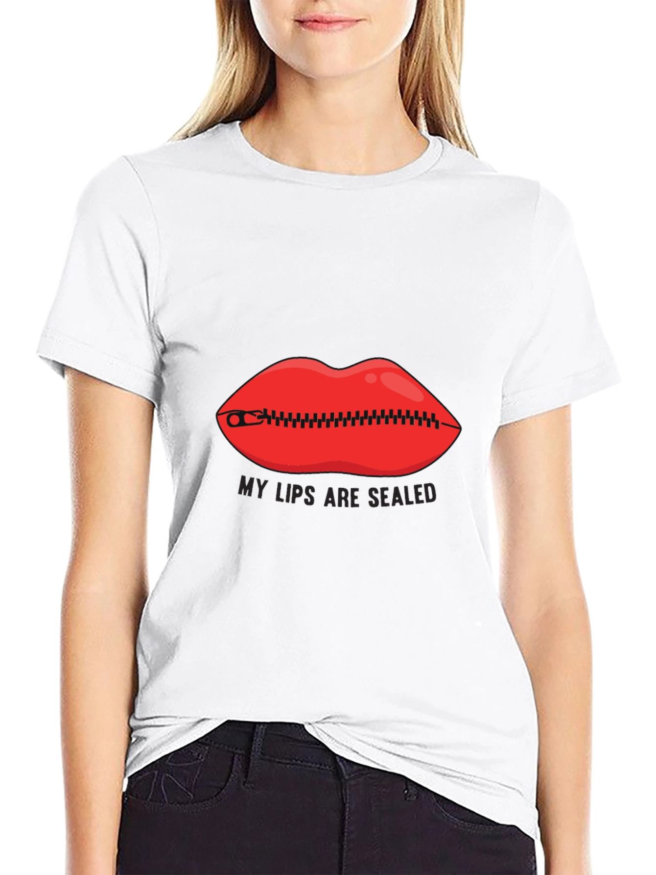 Black My Lips Are Sealed Graphic Tee - Funny Novelty Shirt view 9