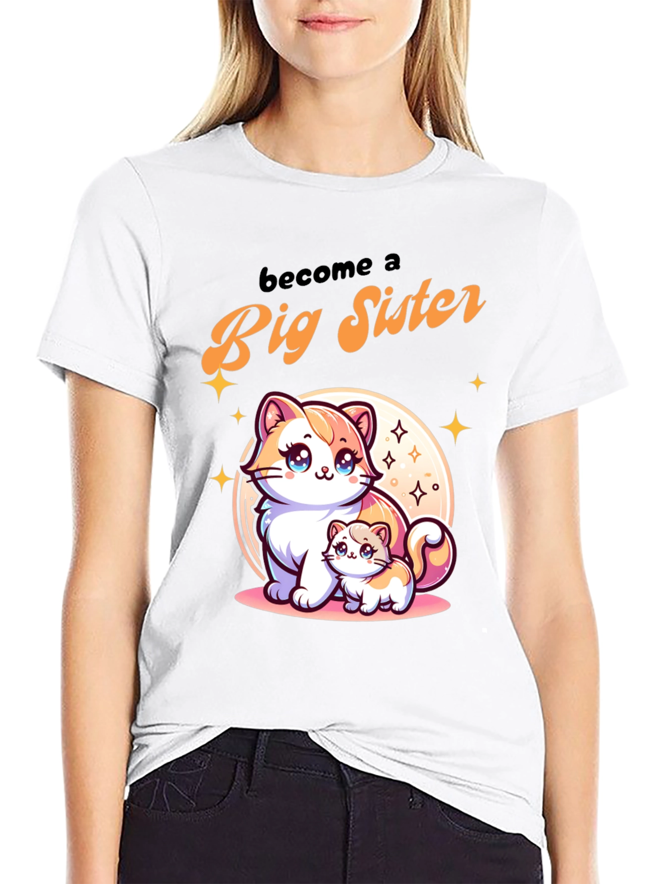 Black Big Sister Cat T-Shirt view 9
