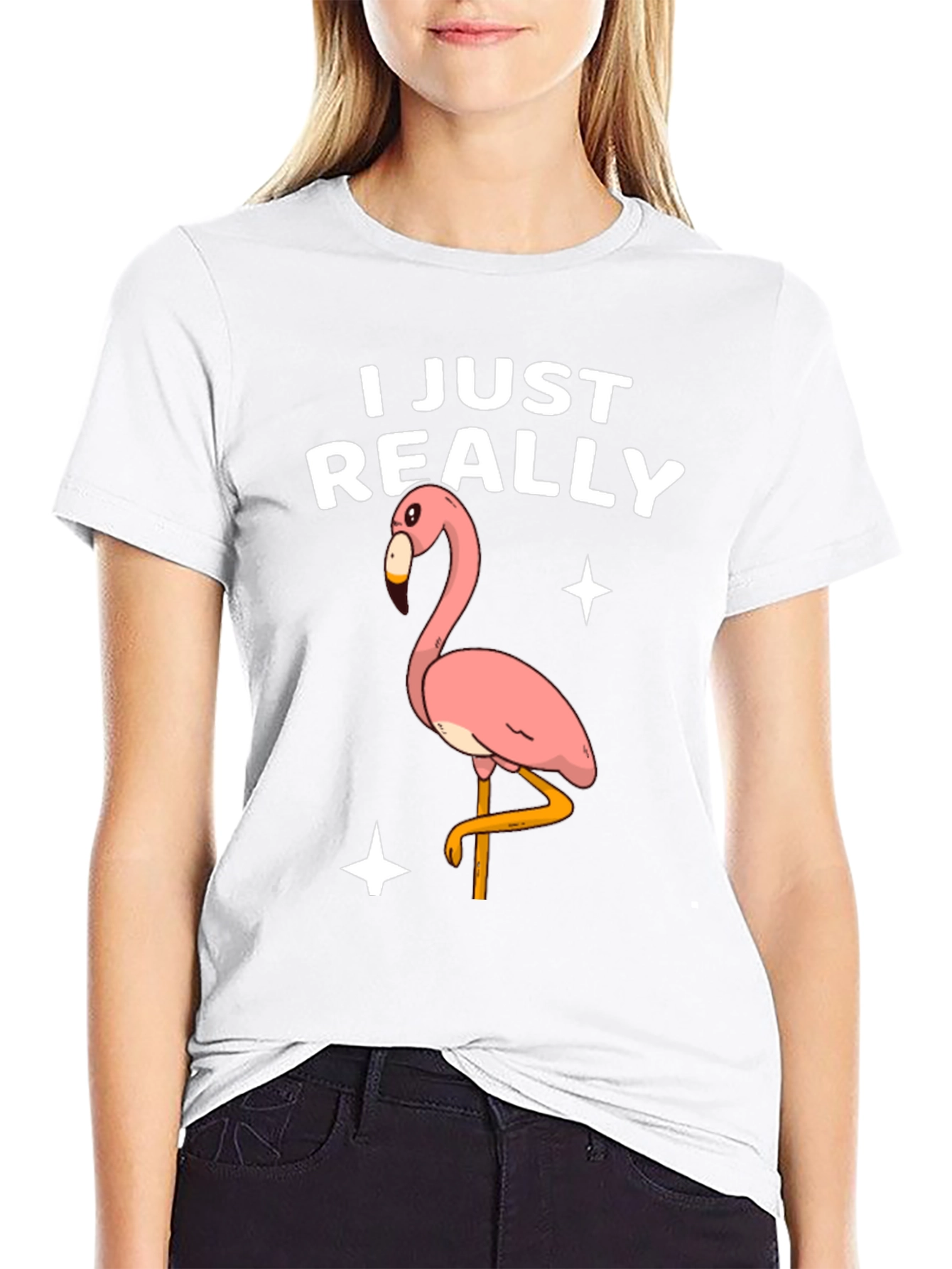 Black Funny Flamingo T-Shirt - I Just Really Like Flamingos view 9