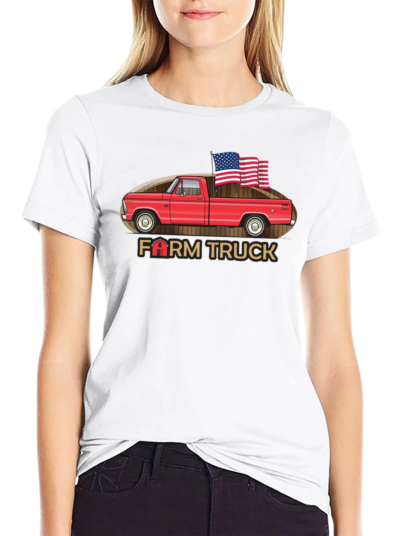 Farm Truck American Flag Graphic T-Shirt - 9