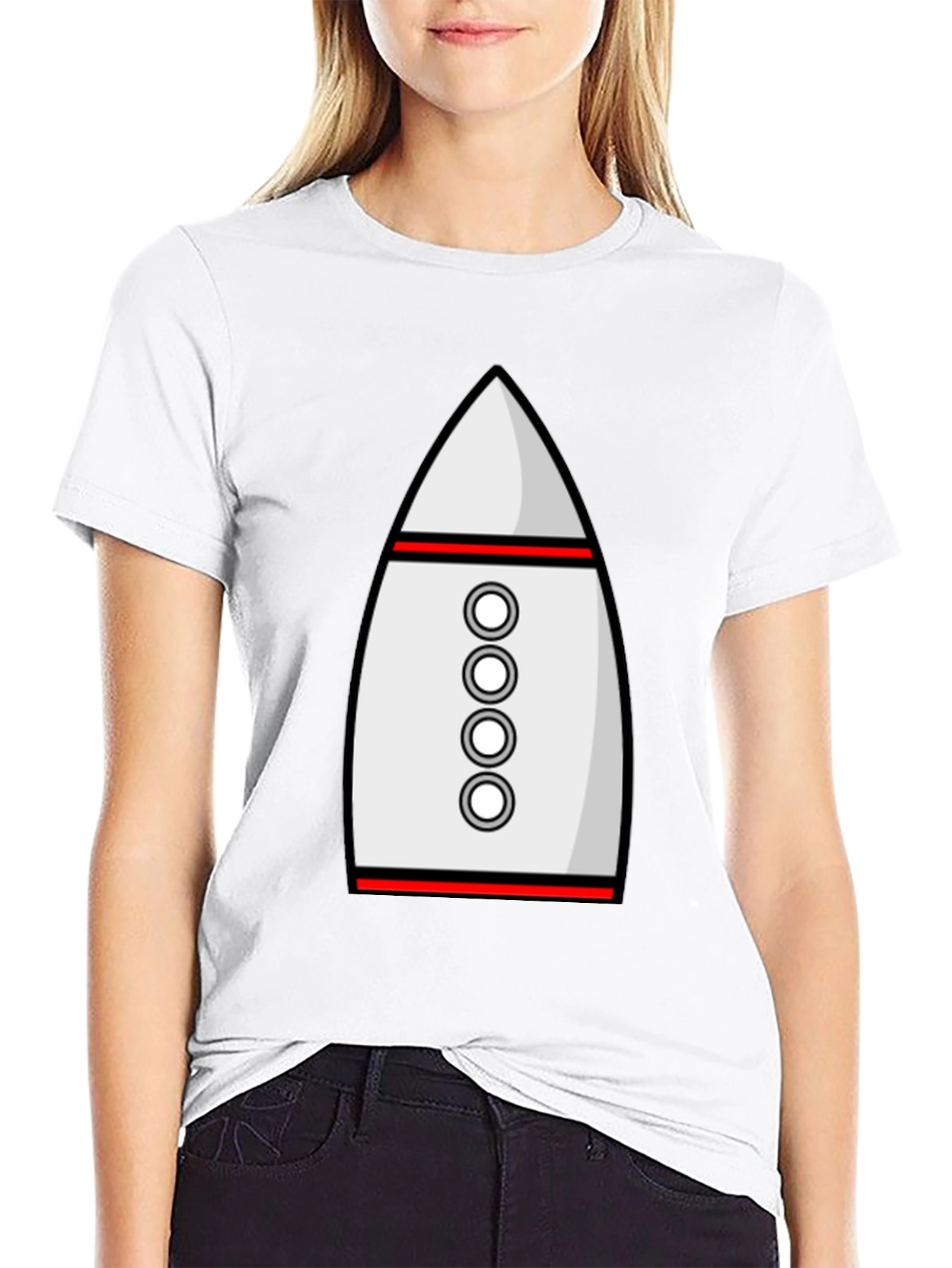Black Rocket T-Shirt - Black Crew Neck Cotton Blend Tee view 9
