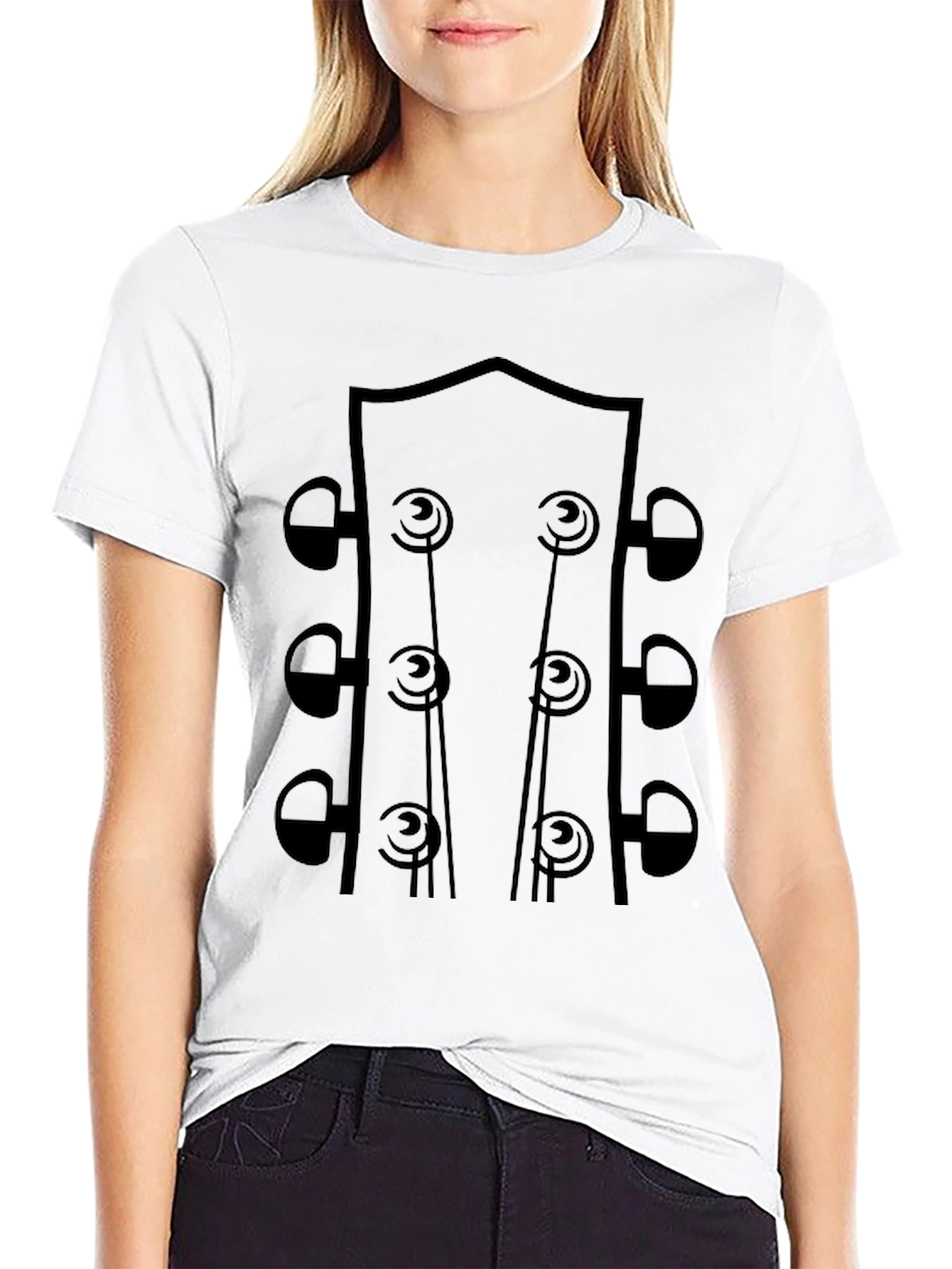 Black Guitar Headstock Graphic Tee - Black view 9